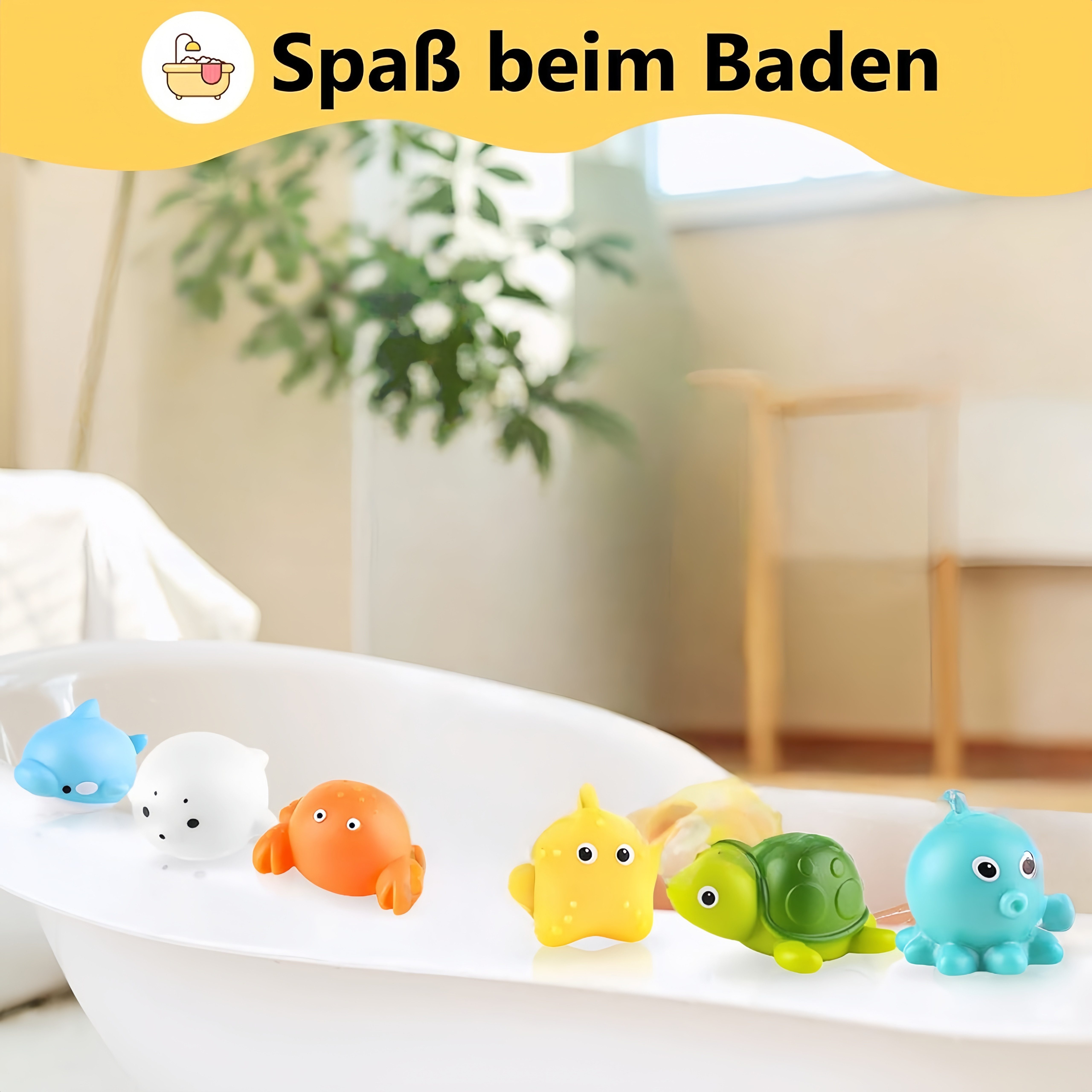 FOUORTUNATE-BEE Lernspielzeug 6-teiliges Badespielzeug-Set in Tierform (6-St), Wasserspielzeug für Kinder – ideal für Badewanne – Bild 3 von 5