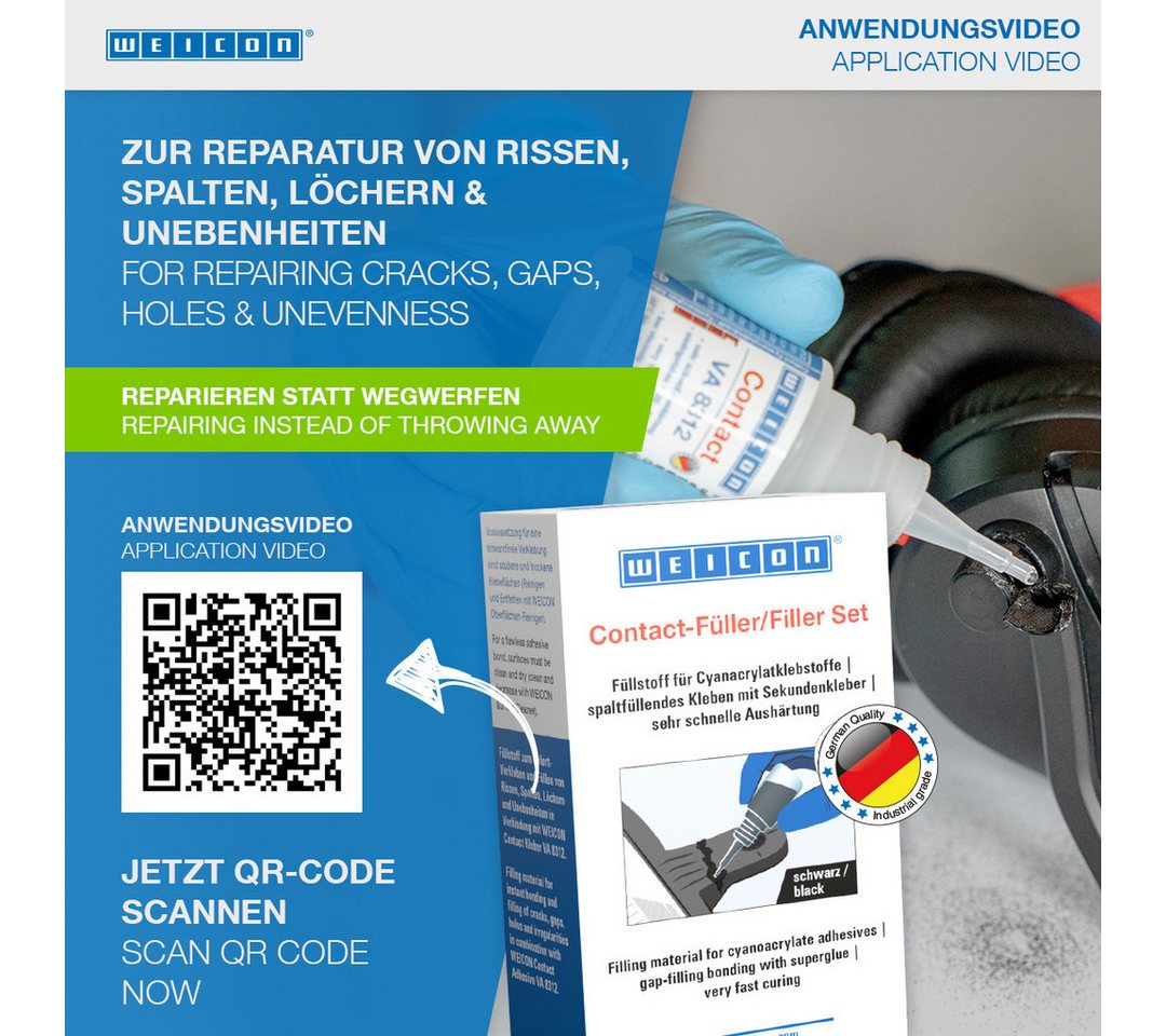 Thumbnail - WEICON Klebstoff WEICON Contact-Füller Set, Spezialfüllstoff + Contact VA 8312, (Set), zum Sofort-Verkleben & Füllen von...