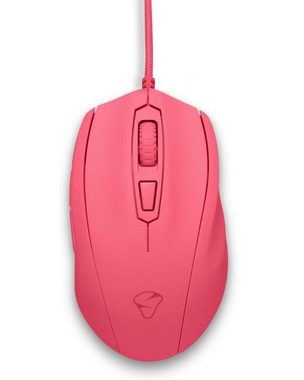 MIONIX Gaming + Artists Maus Castor Frosting Pink Optisch Mäuse (Daumenknopf, LED-Leuchteffekte, ergonomisches Design)