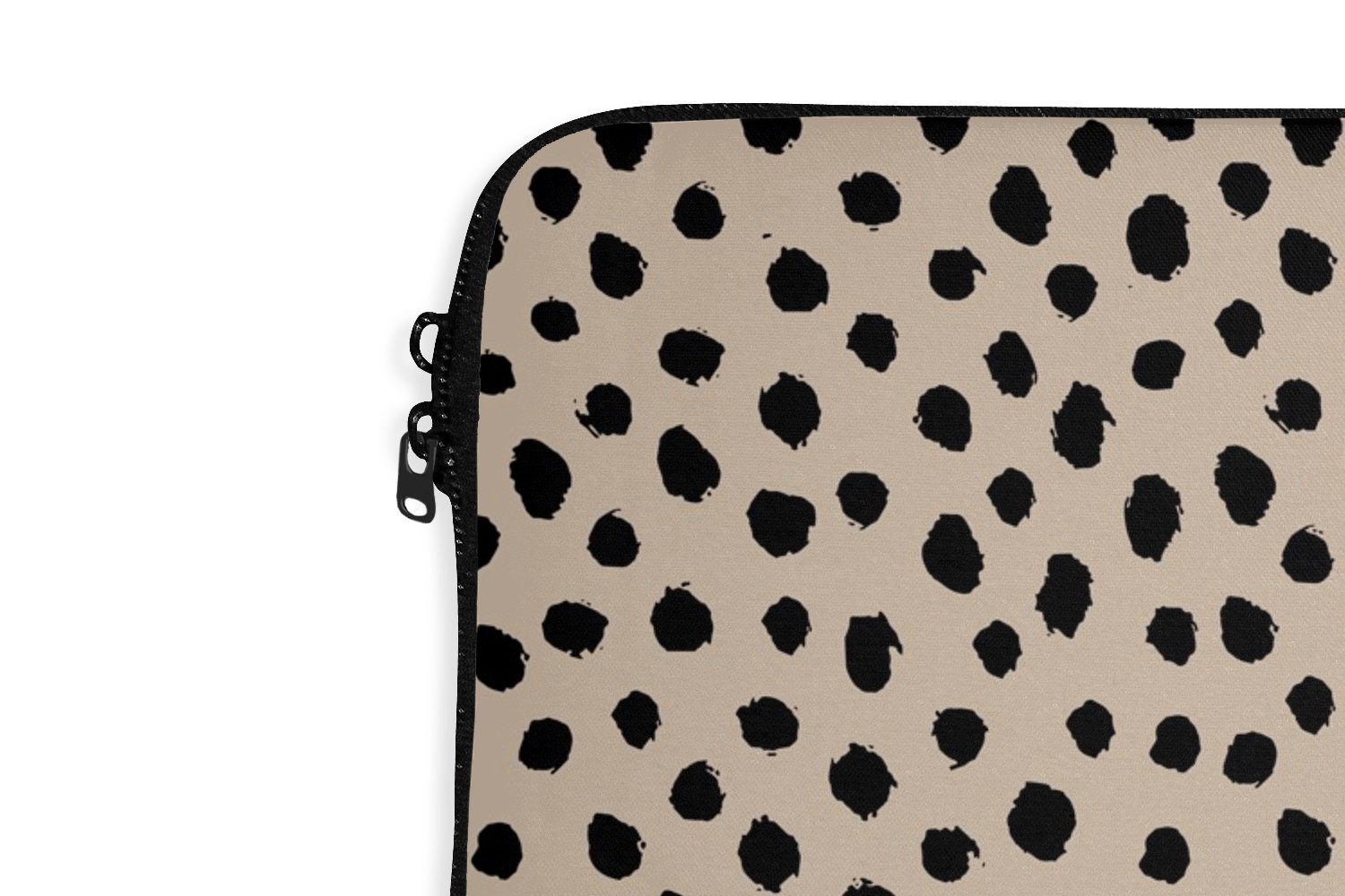 MuchoWow Laptop-Hülle Beige - Tupfen - Muster - Schwarz 13.3 Zoll, Laptopsleeve, weiches Innenfutter zum Schutz Kratzern, Laptoptasche