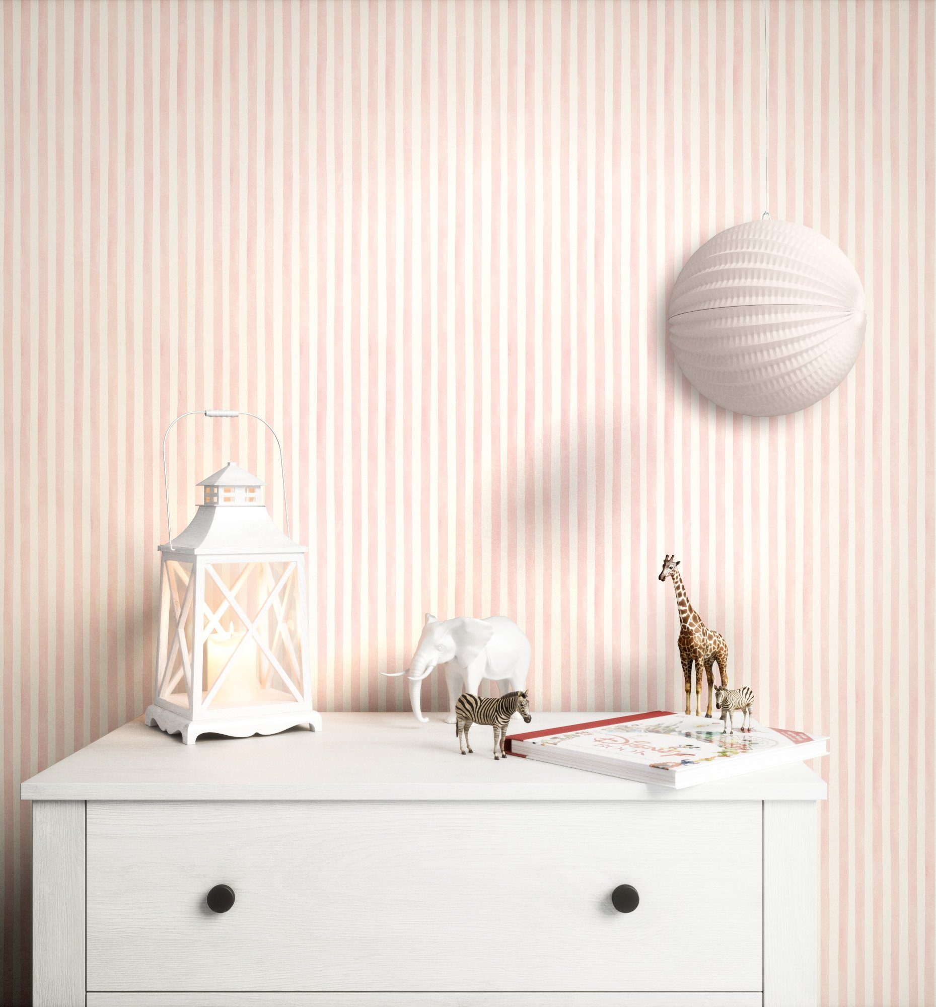 Newroom Vliestapete Stripes Rose Tapete Kindertapete Streifen,Linien,Wasserfarbe, Rosa Tapete Kinder Streifen - Kindertapete Jugendtapete Rose Weiß Verspielt La – Bild 2 von 3