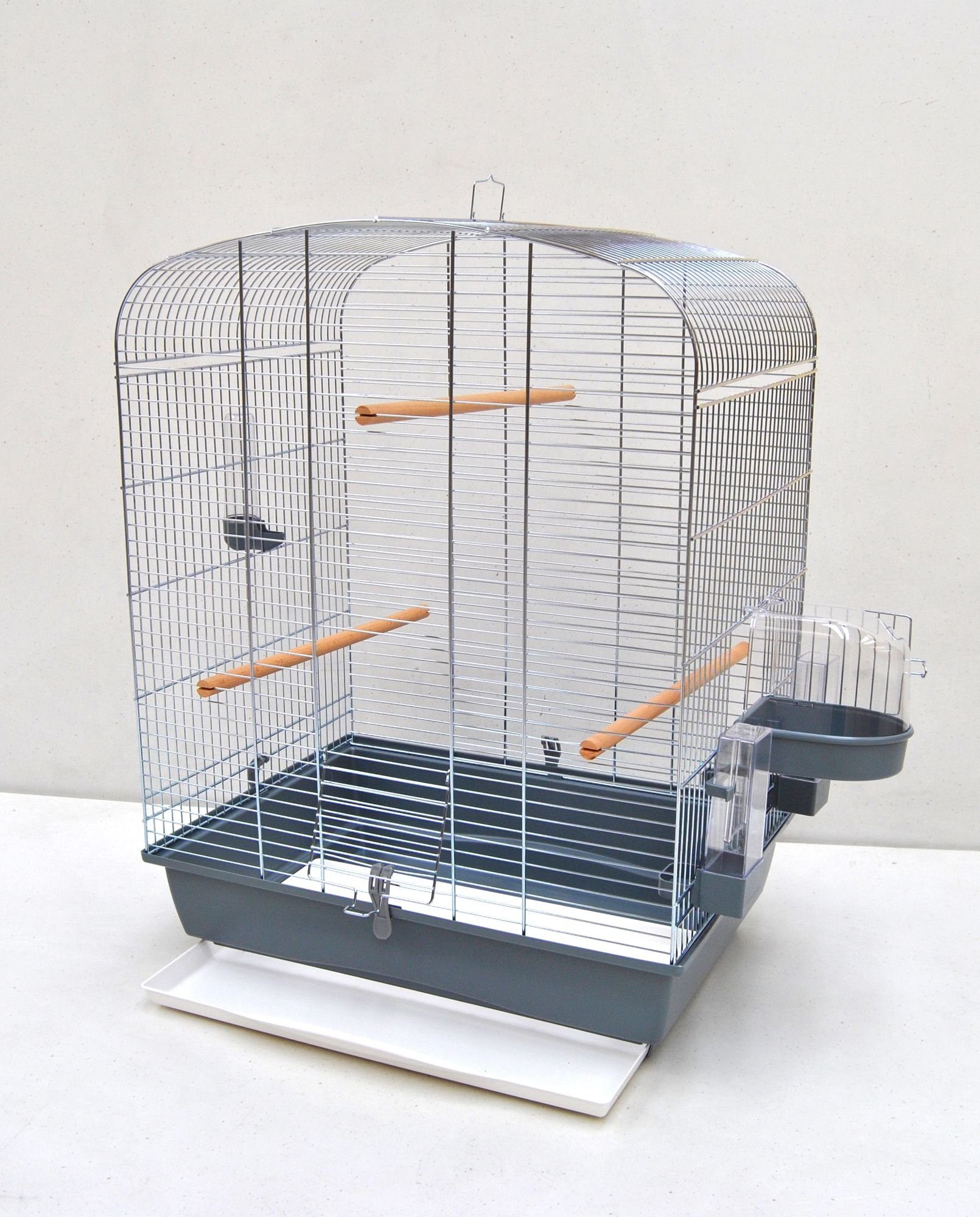 Ollesch Vogelkäfig Vogelkäfig Elena Chrom grau Vogelheim mit Zubehör