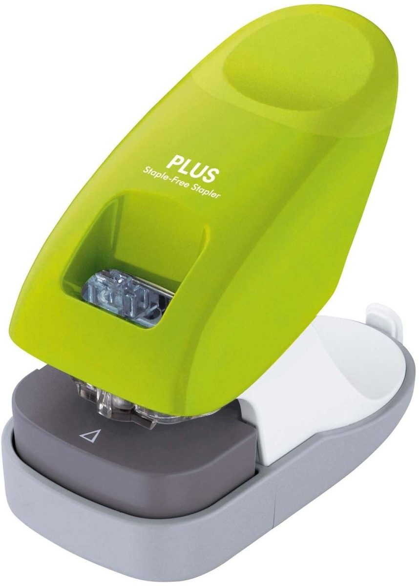 PLUS JAPAN Heftgerät Hefter klammerlos 10 Blatt Tischmodell hellgrün (20 Stück)