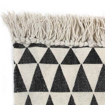 Teppich Kelim-Teppich Baumwolle 120x180 cm mit Muster Schwarz/Weiß, vidaXL, Rechteckig
