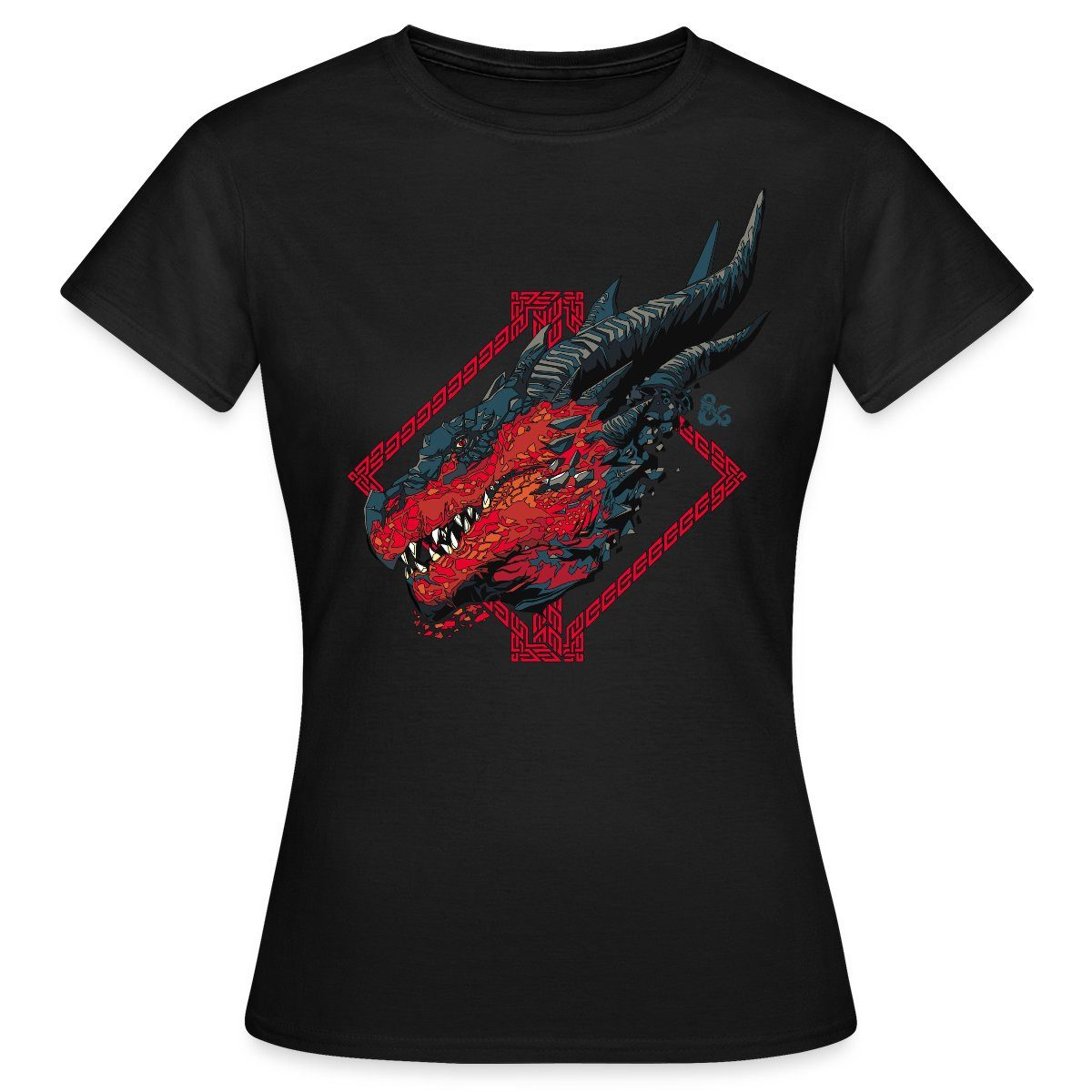 Spreadshirt T-Shirt Dungeon & Dragons DND Drachenkopf Frauen T-Shirt (1-tlg)