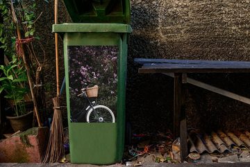 MuchoWow Wandsticker Fahrrad - Baum - Blumen (1 St), Mülleimer-aufkleber, Mülltonne, Sticker, Container, Abfalbehälter