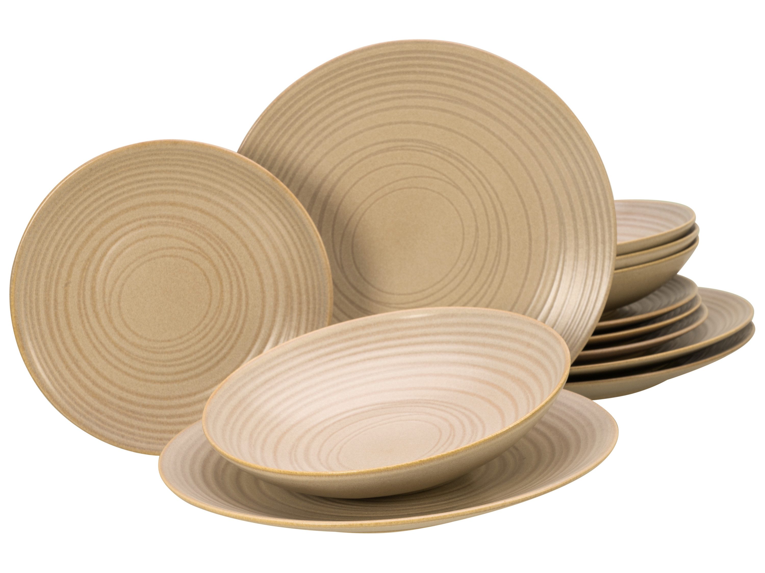 CreaTable Tafelservice Lava Stone Sand (12-tlg), 4 Personen, Steinzeug