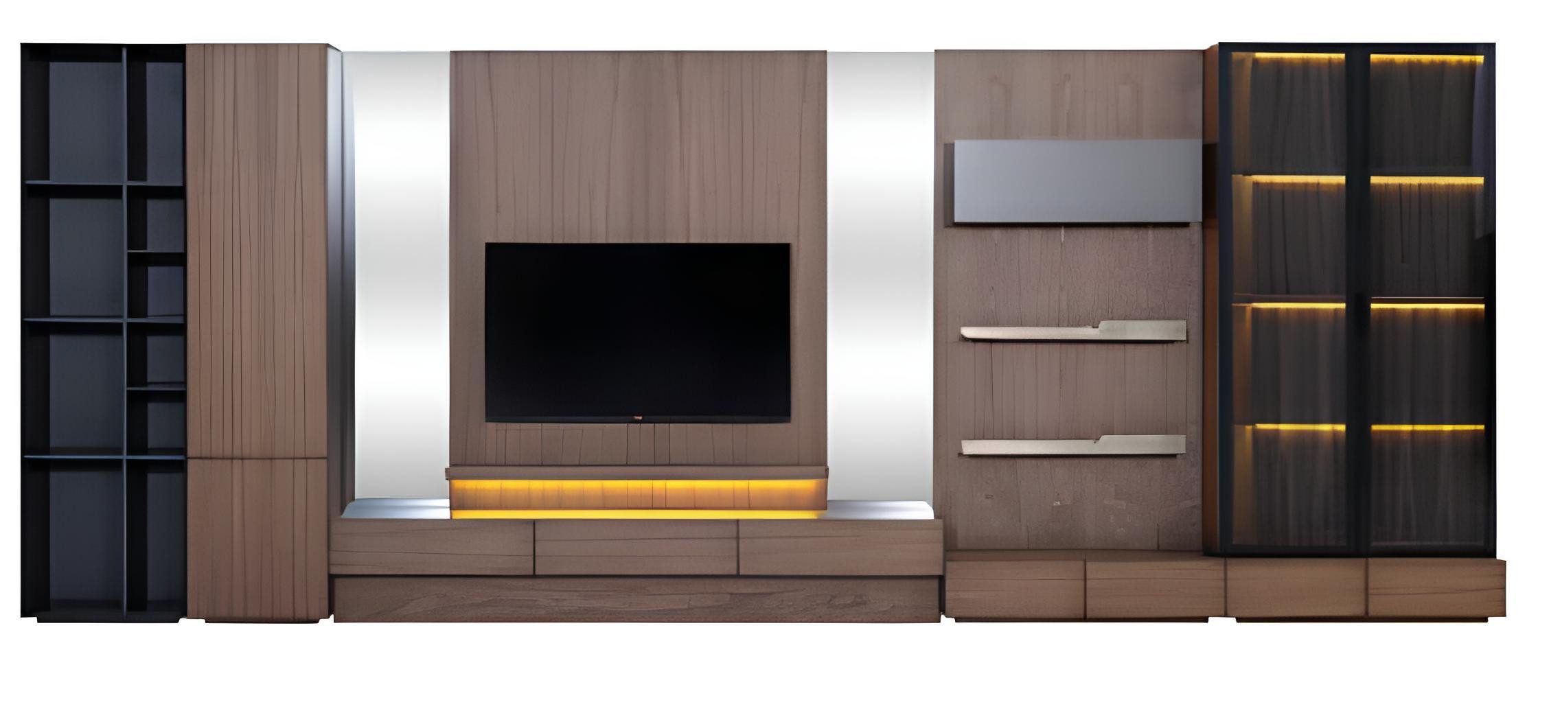 Xlmoebel Wohnwand Braune Holz-Wohnwand mit RTV-Lowboard für modernes Wohnen, (1-St., Wohnwand), Hergestellt in Europa