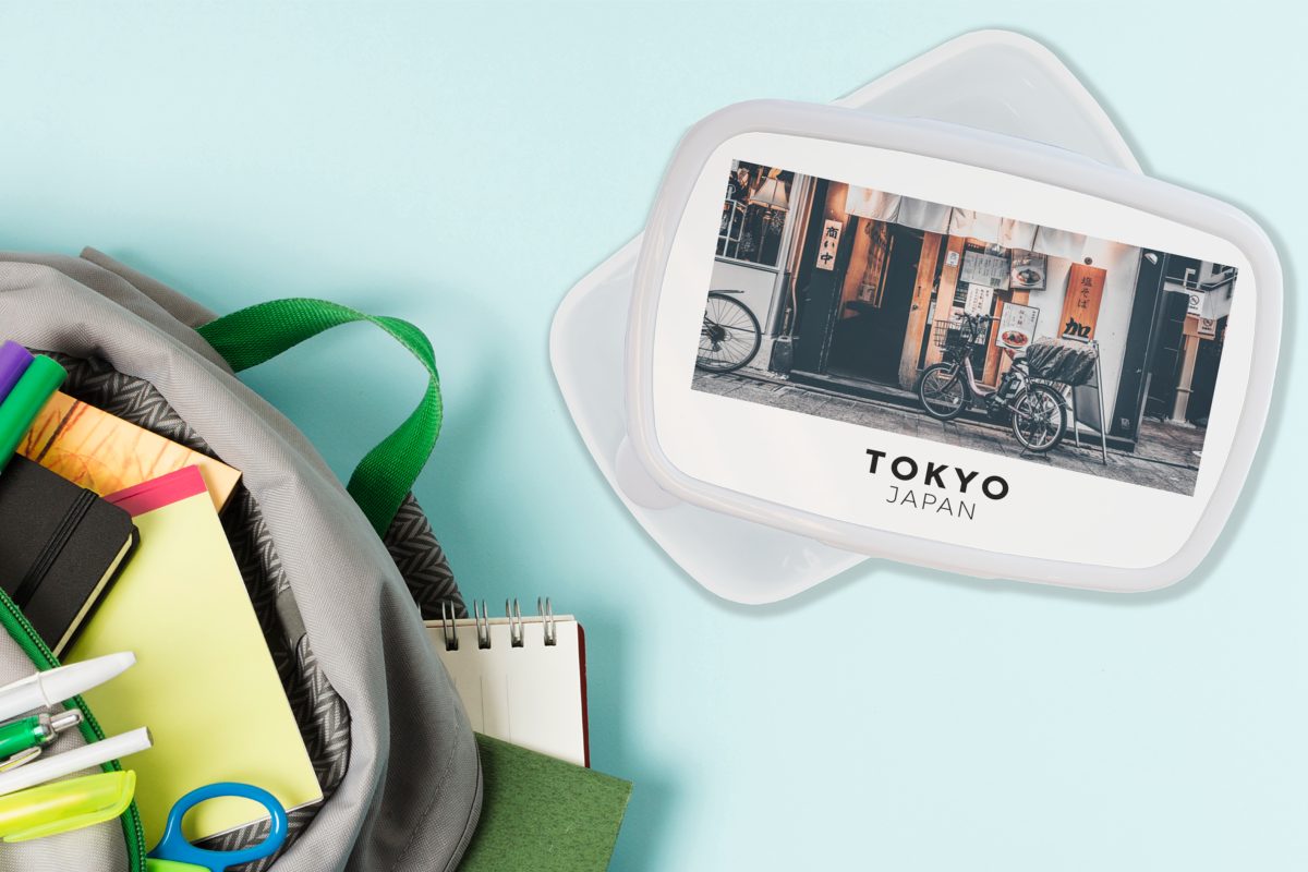 Jungs Japan für Tokio Kunststoff, Kinder - Fahrrad, Lunchbox Brotbox Brotdose, Erwachsene, weiß für (2-tlg), und und MuchoWow Mädchen -
