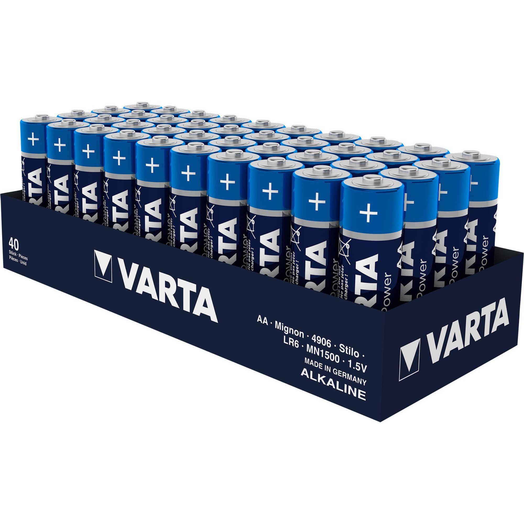 VARTA Longlife Power, Batterie, (40 Stück, AA) Batterie