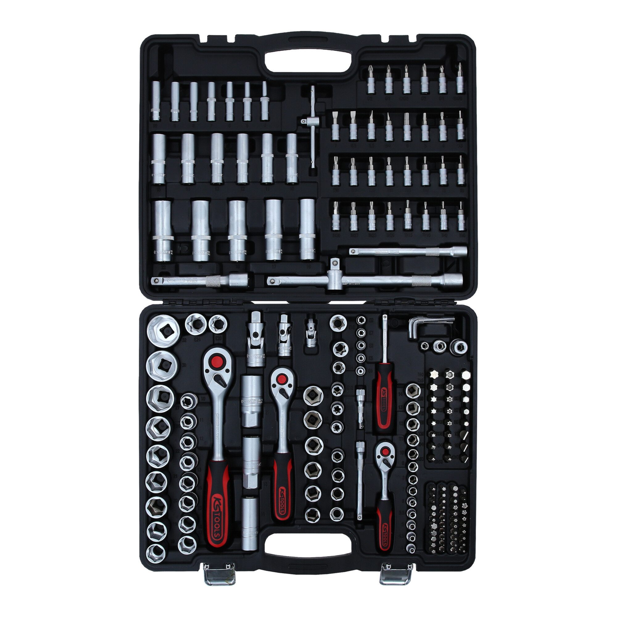 KS Tools Steckschlüssel KS Tools 1/4 Zoll+3/8 Zoll+1/2 Zoll Steckschlüssel-Satz, 195-tlg.