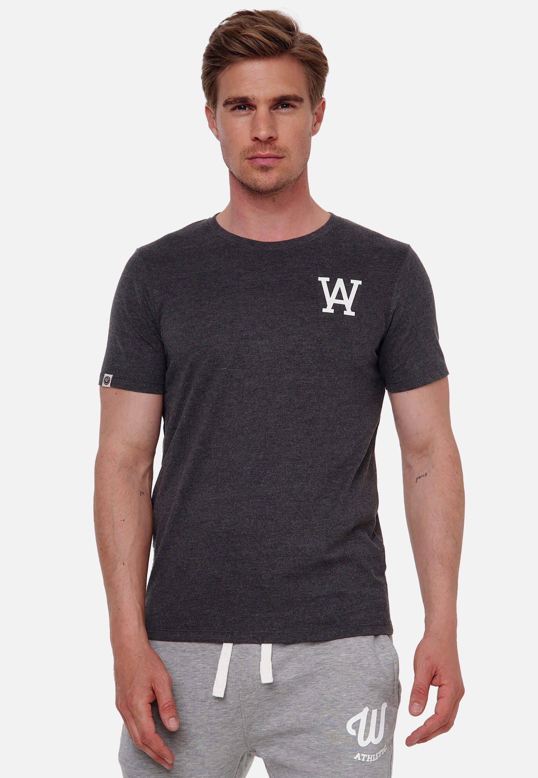 T-Shirt W Logo Athletic Woldo T-Shirt dunkelgrau-weiß