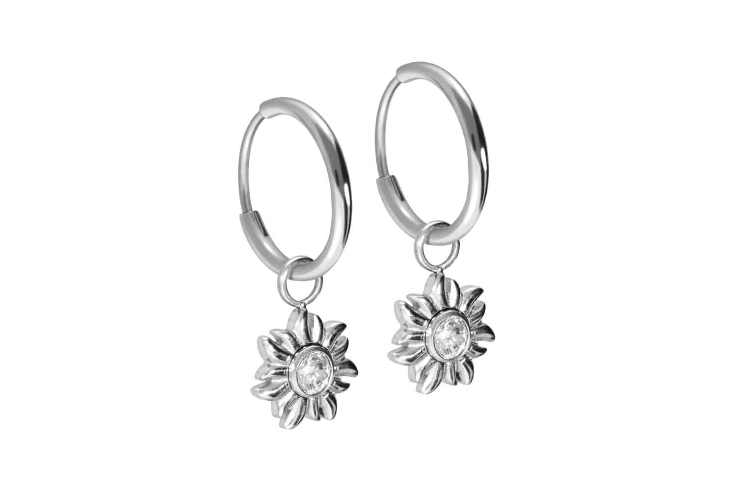FILANGO Paar Creolen Titan Ohrclicker Creolen SONNE + KRISTALL (Creolen, 1-tlg)