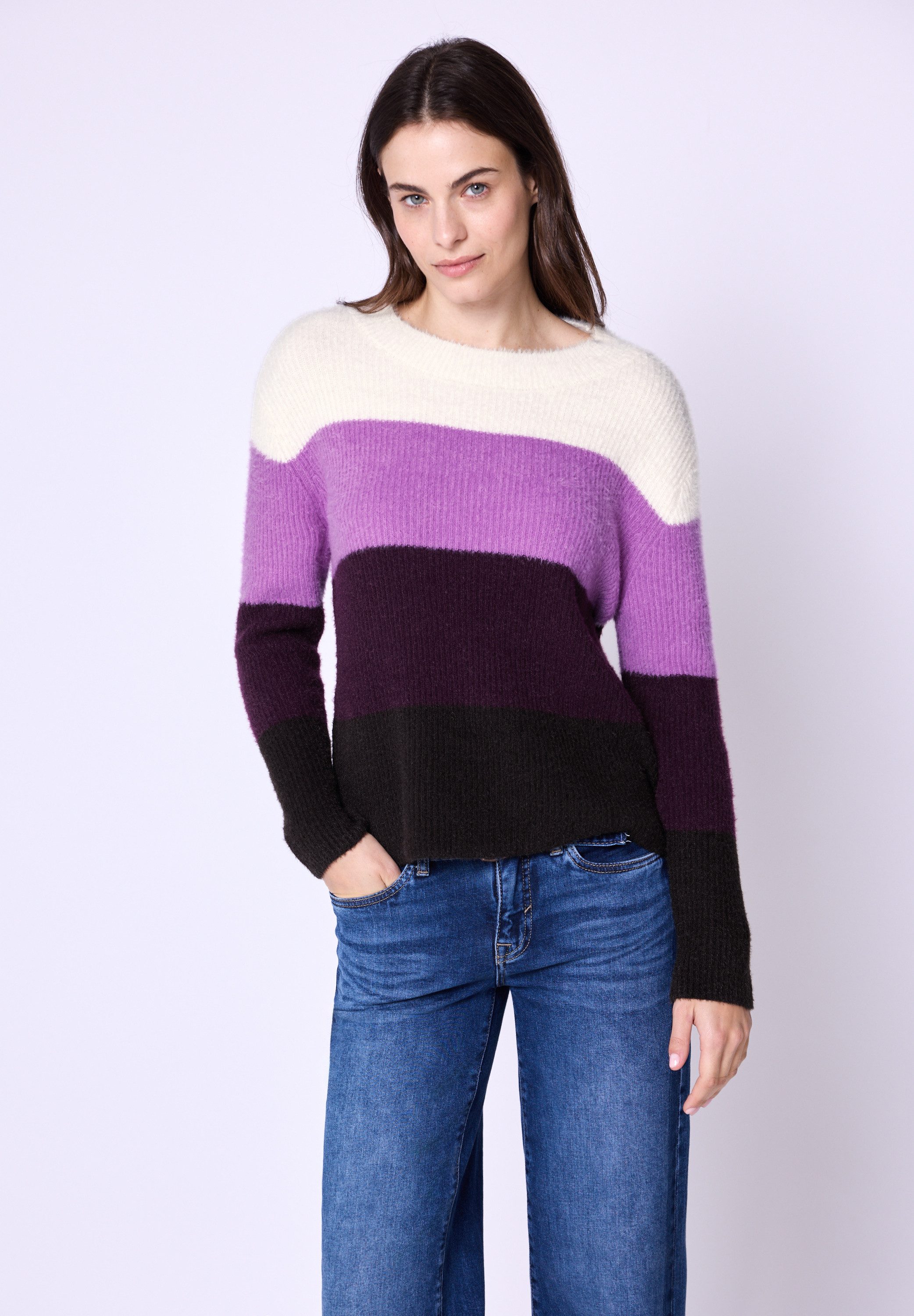 STREET ONE STUDIO Strickpullover mit buntem Streifenmuster günstig online kaufen