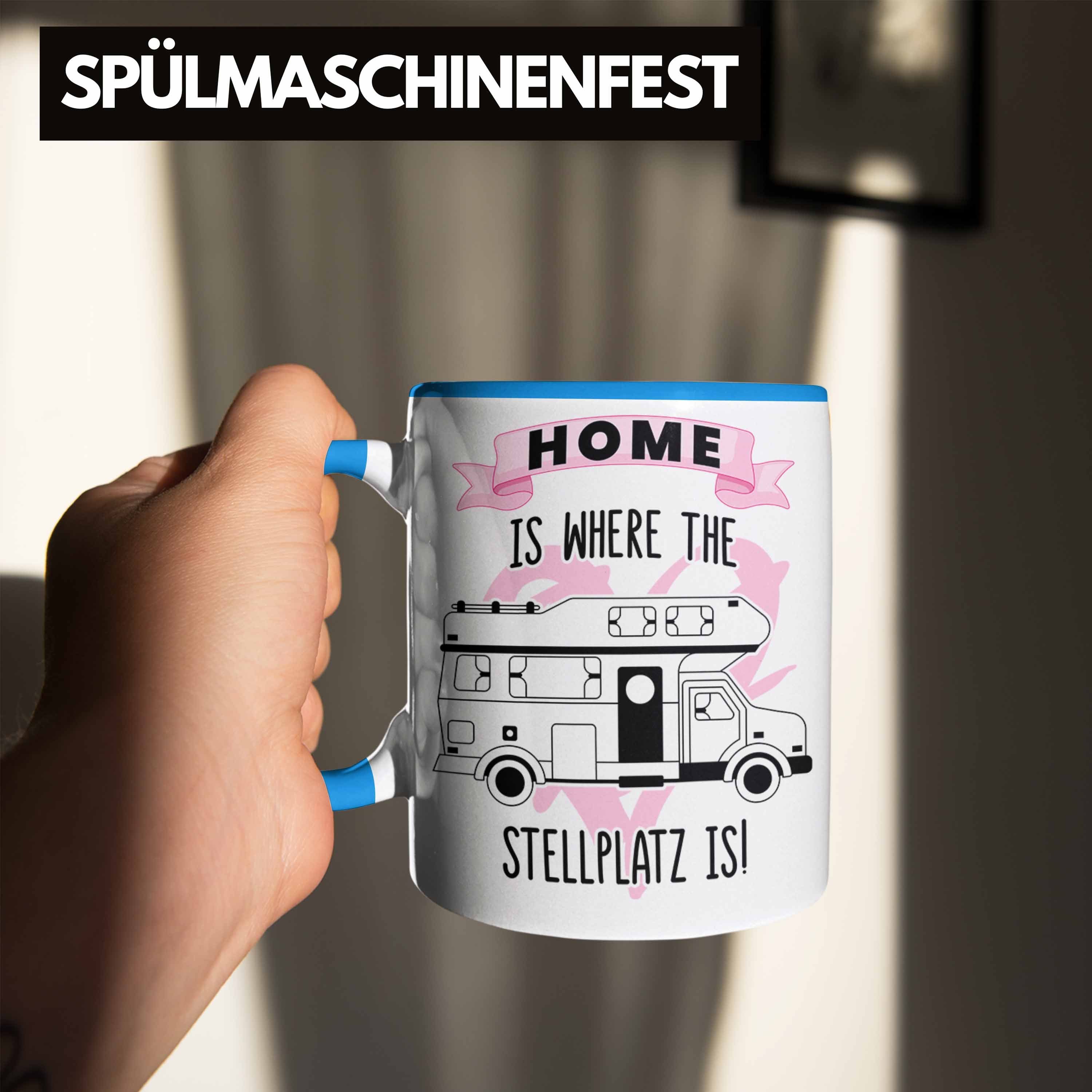 Stellplatz The Opa Trendation Is Geschenkidee Tasse Zubehör Wohnwagen Where Rentner blau - Tasse Is Home Grafik Männer Trendation Camping Lustig Oma Geschenke Wohnmobil Campingwagen Camper für