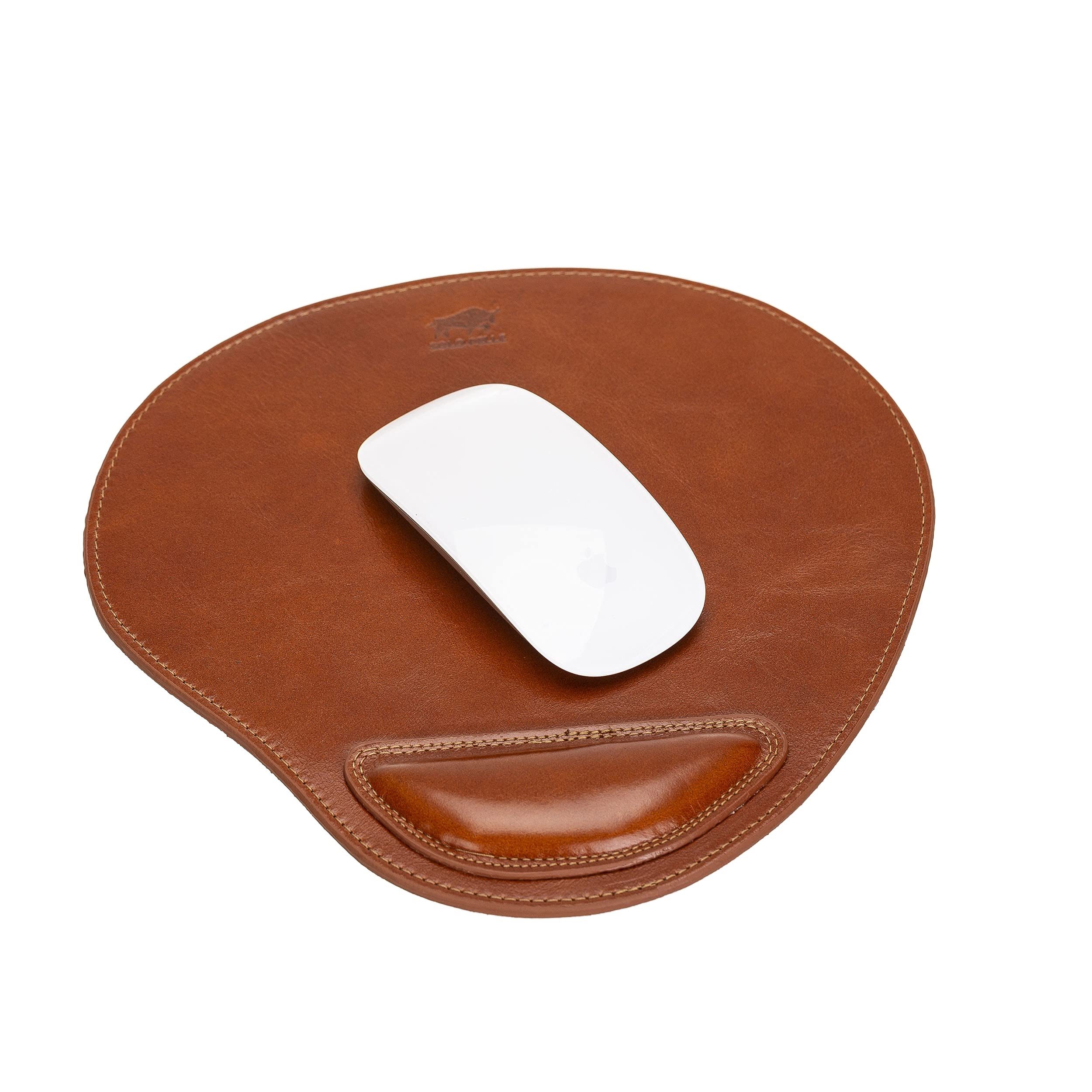 Solo Pelle Mauspad Leder Mauspad mit Handgelenkauflage - Mousepad Echtleder - Unterlage