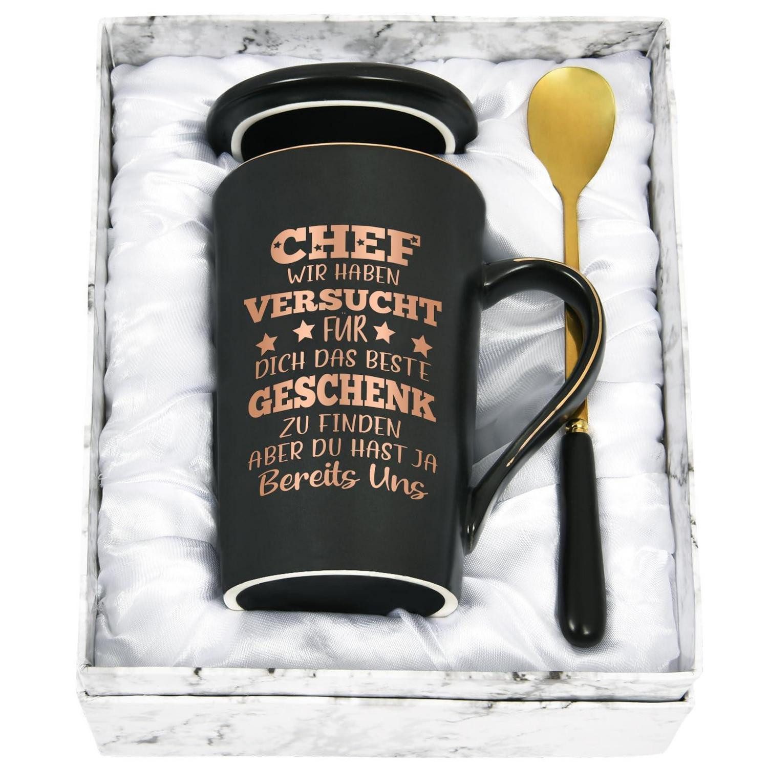 LuxusKollektion Tasse Kaffee Tasse mit Spruch 400ml Schwarz, Keramik