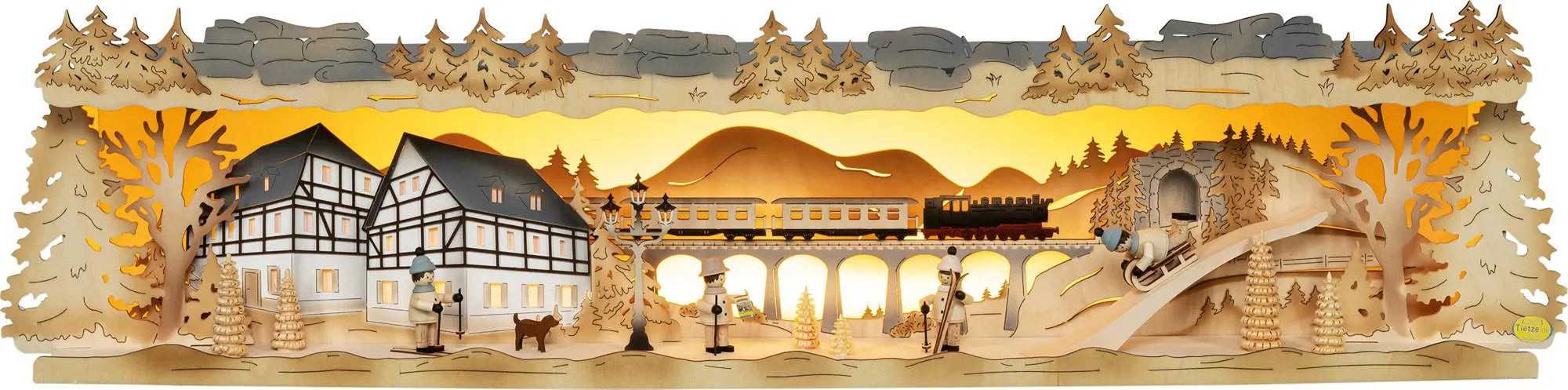 Tietze Erzgebirgsdesign LED Schwibbogen Erhöhung Winterland Erzgebirge exklusiv, 76x18,5x15 cm (BxHxT)