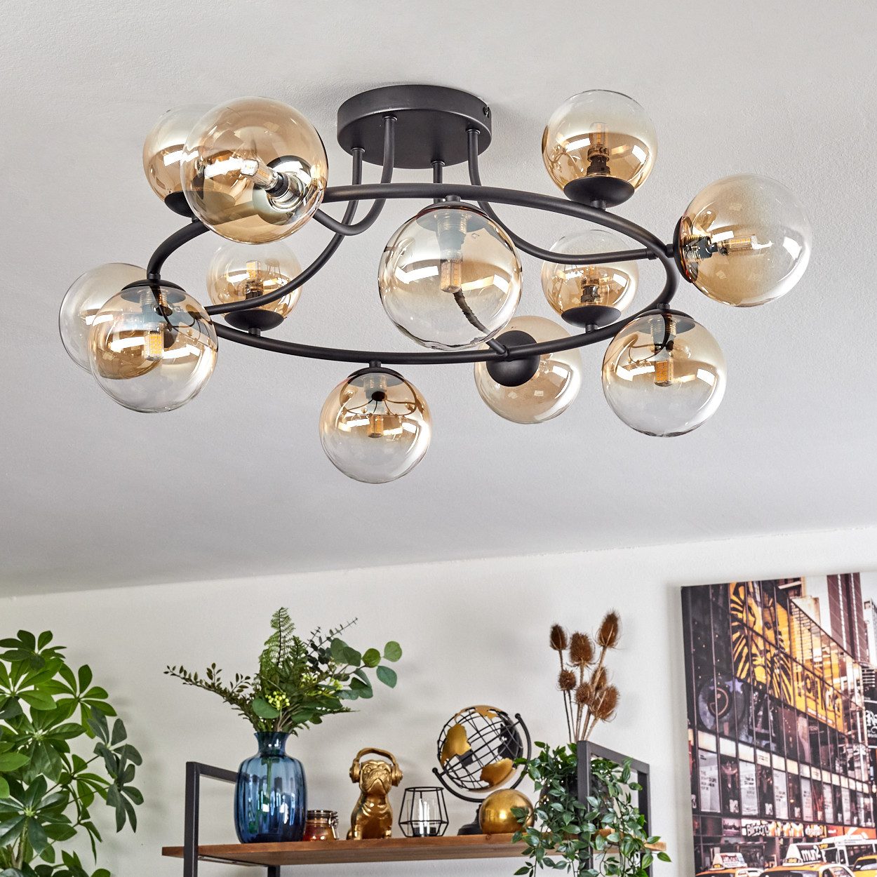 hofstein Deckenleuchte 12-flammige Deckenlampe aus Metall/Glas günstig online kaufen