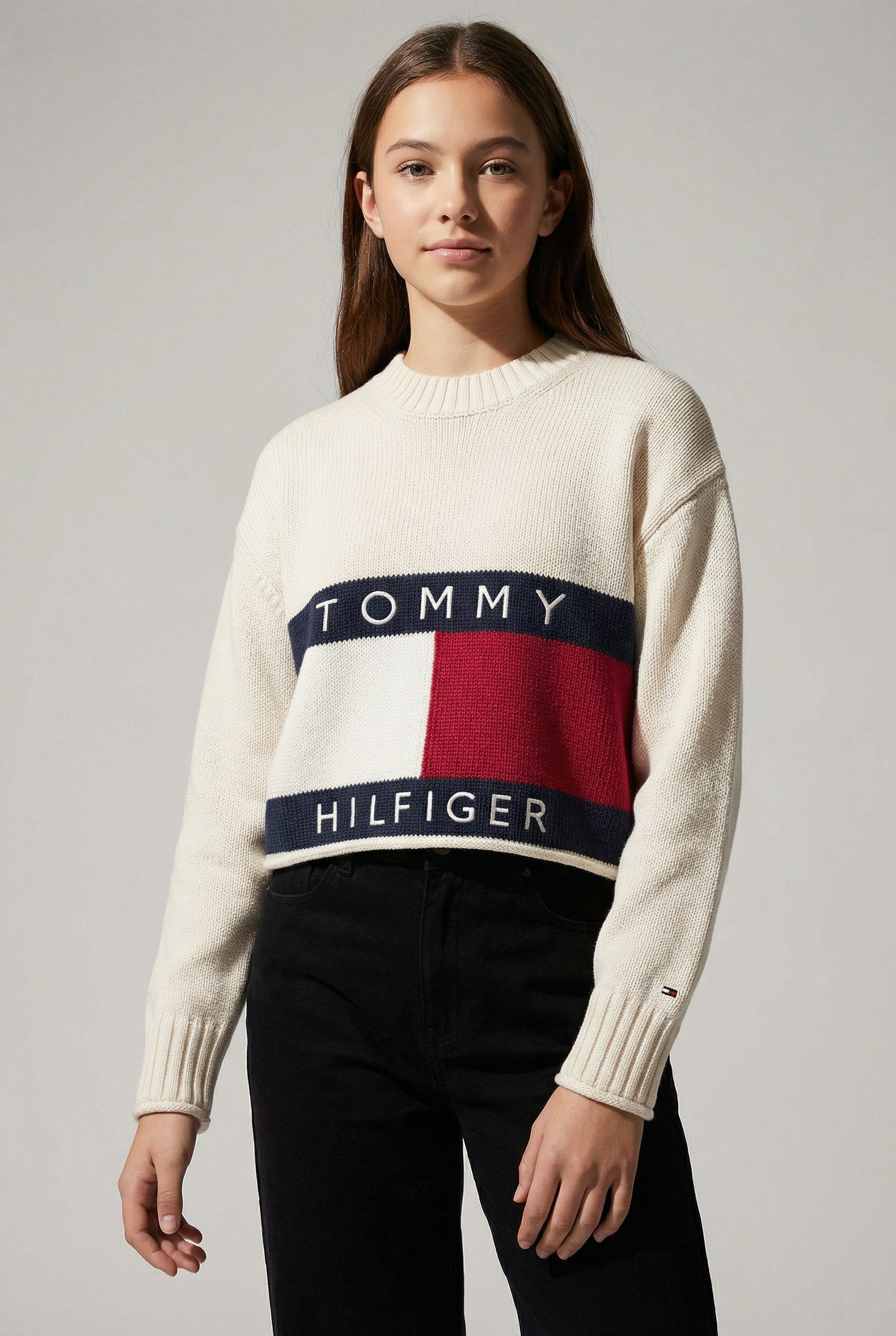 Tommy Hilfiger Strickpullover Kinder bis 16 Jahre, mit Rundhalsausschnitt