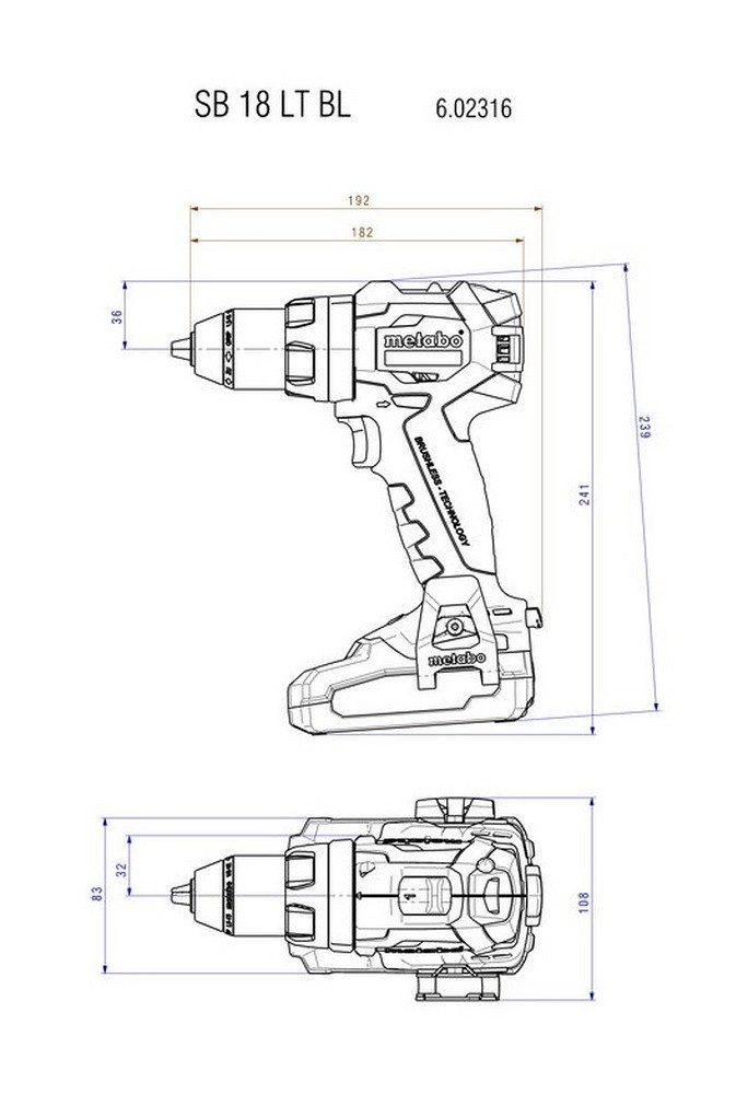 metabo Akku-Schlagbohrschrauber SB 18 LT BL, 18 V, Schlagbohrmaschine Ohne Akku in MetaBox 145