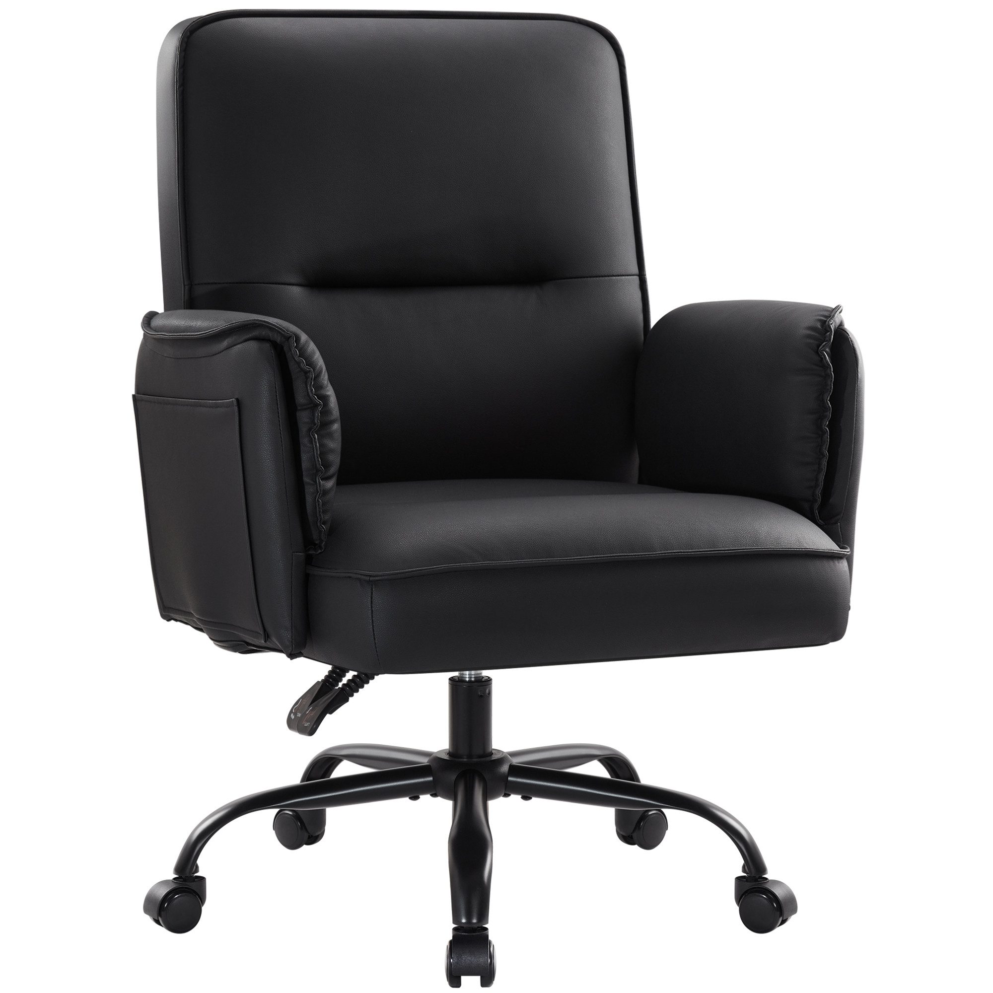 IWMH Chefsessel Ergonimischer Bürostuhl mit Armlehnen (Höhenverstellbarer Einzelsofa mit Rollen), Schreibtischstuhl für Büro Wohnzimmer Schlafzimmer Gaming