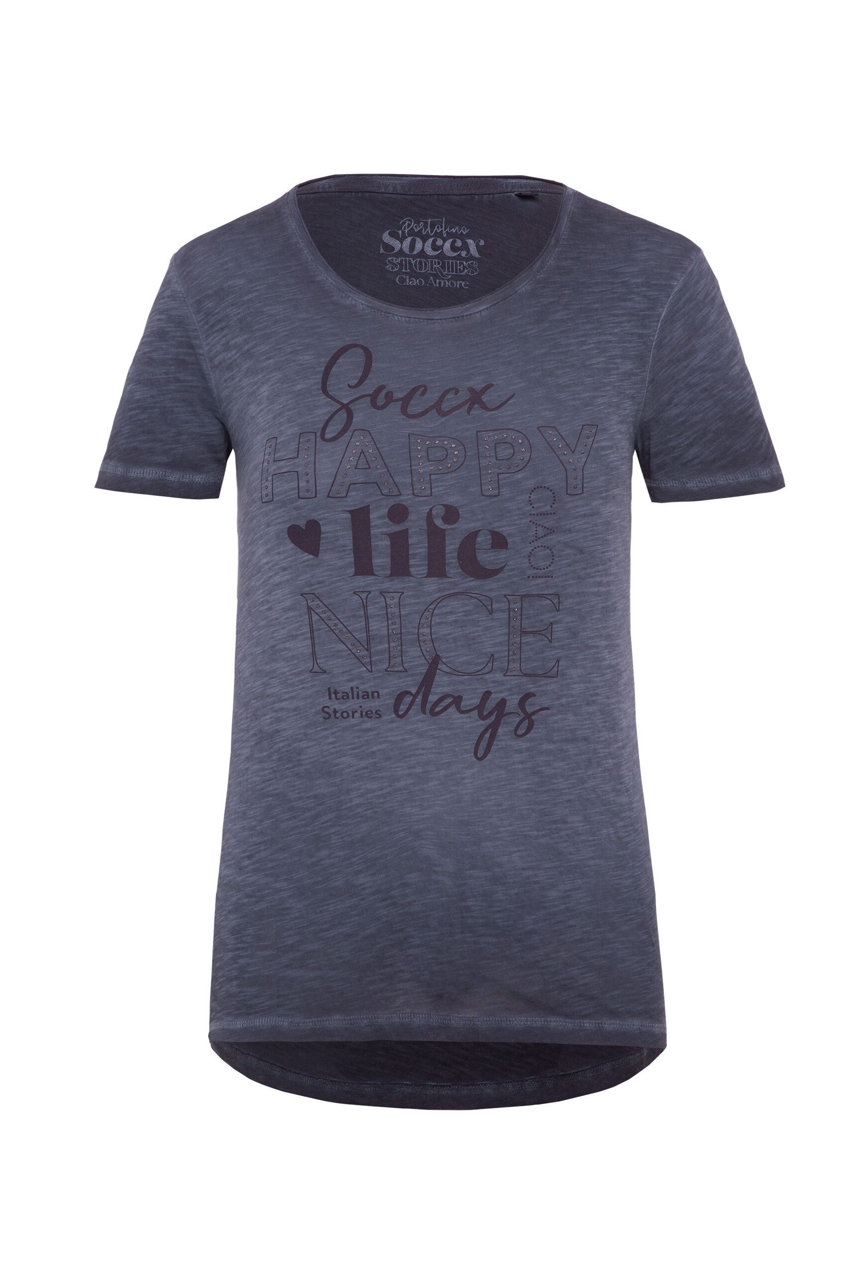 SOCCX Rundhalsshirt mit offener Kante am günstig online kaufen