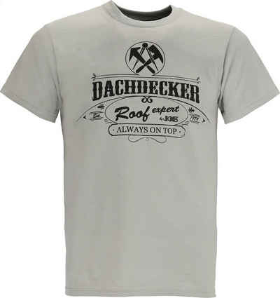 JOB Print-Shirt ROOF-EXPERT-T-Shirt zinkgrau, Rundhals, Dachdecker Dachdecker-Logo