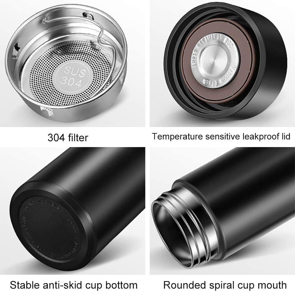 MORRENT Thermoflasche Vakuum Isolierbecher Trinkflasche aus Temperaturanzeige
