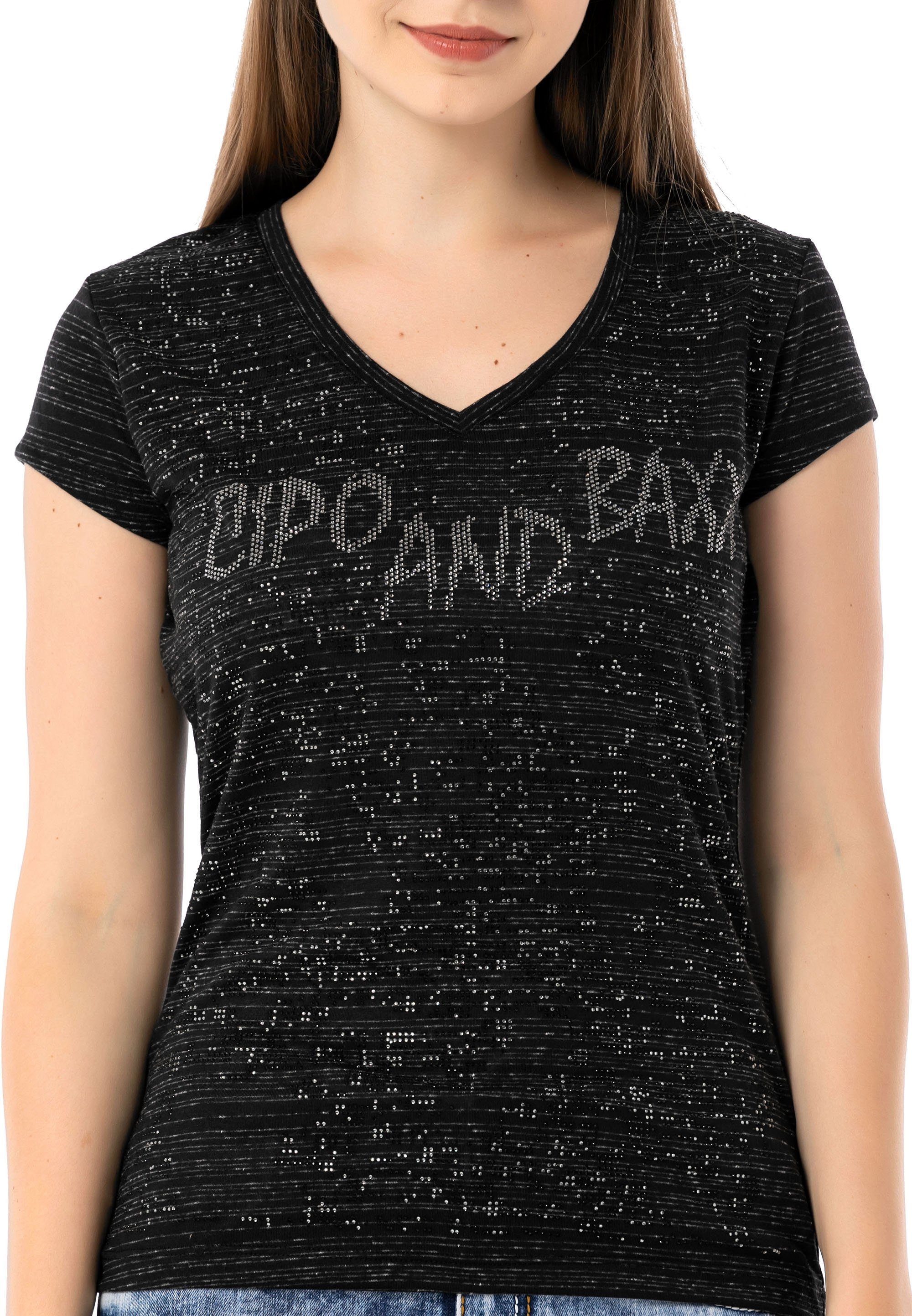 Cipo & Baxx T-Shirt Glitzer-Look im