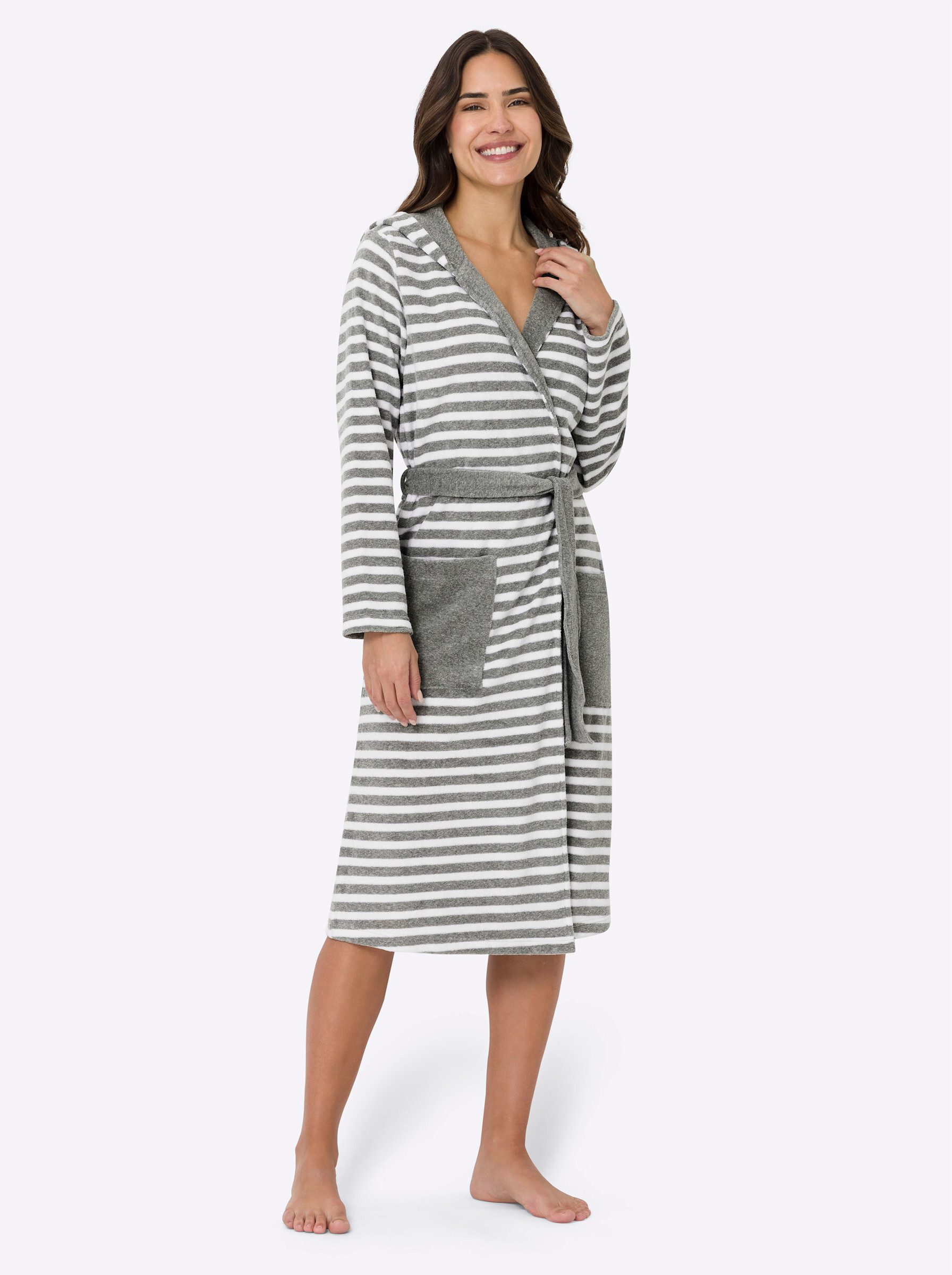 Sieh an! Damenbademantel Bademantel ., Länge ca. 100 cm, Baumwolle, Bindeba günstig online kaufen