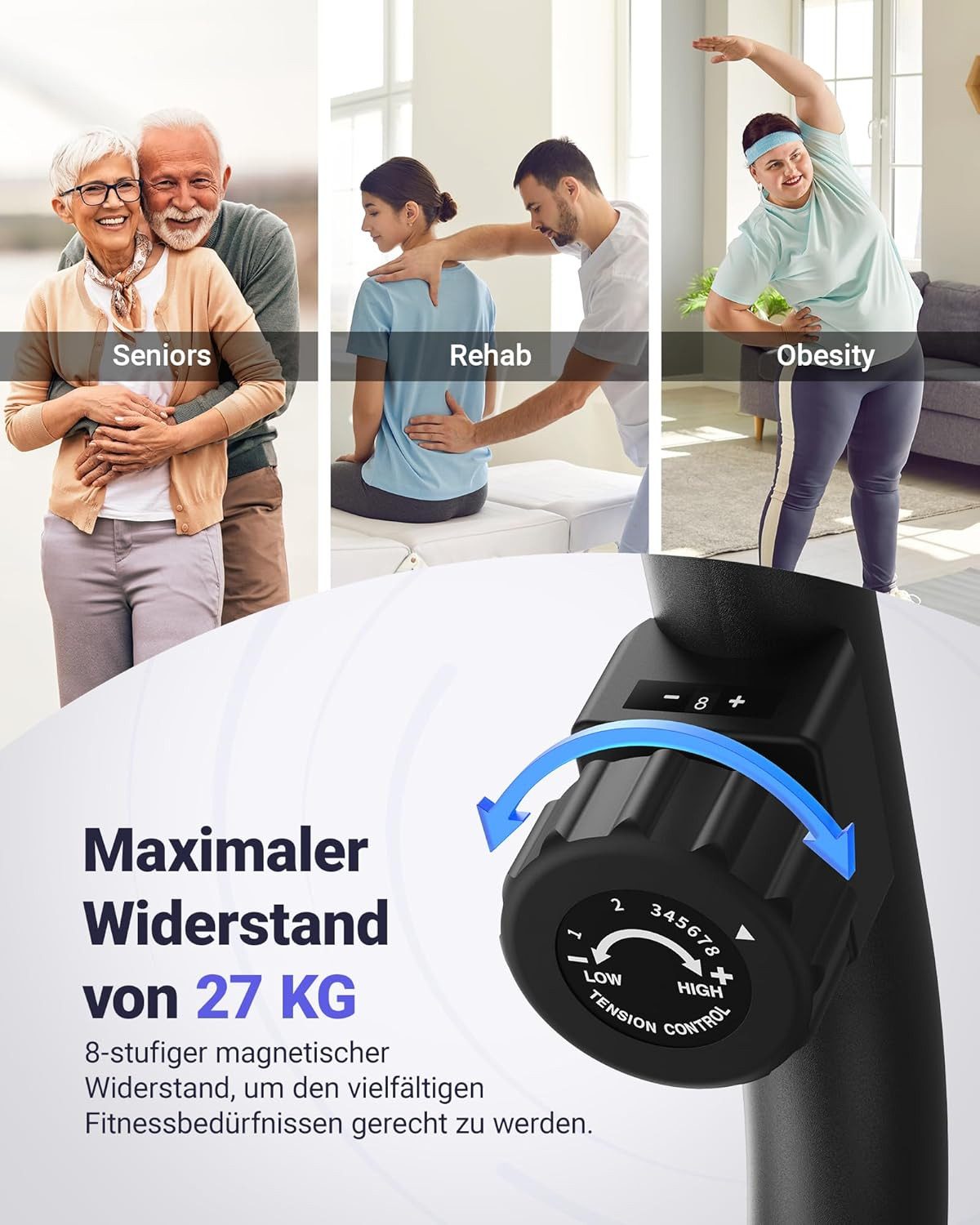 MERACH Liege-Ergometer Liegeergometer für Zuhause mit 8 Widerstandsstufen, Leise & Komfort (Heimtrainer mit App-Konnektivität, Herzfrequenzsensoren, LCD-Digital-Monitor, Ergonomischer Verstellbarer Rückenlehne), Hometrainer für Erwachsene Senioren Radfahren Fitness bis zu 136KG