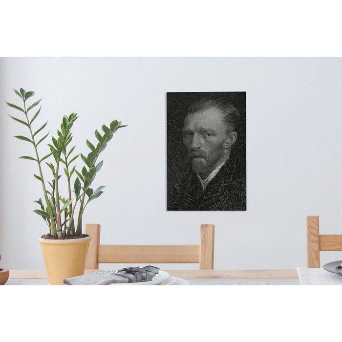 OneMillionCanvasses® Leinwandbild Selbstporträt von Vincent van Gogh - Schwarz und weiß (1 St) Leinwandbild fertig bespannt inkl. Zackenaufhänger Gemälde SY12468
