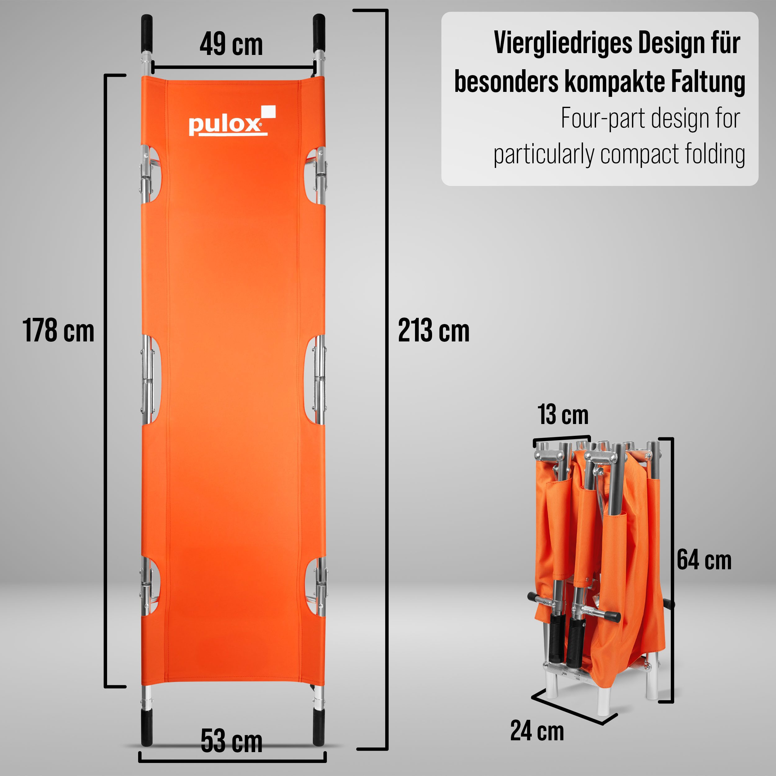 pulox Erste-Hilfe-Set Krankentrage KTG-200 - 3x Klappbare professionelle Notfalltrage – Bild 3 von 5