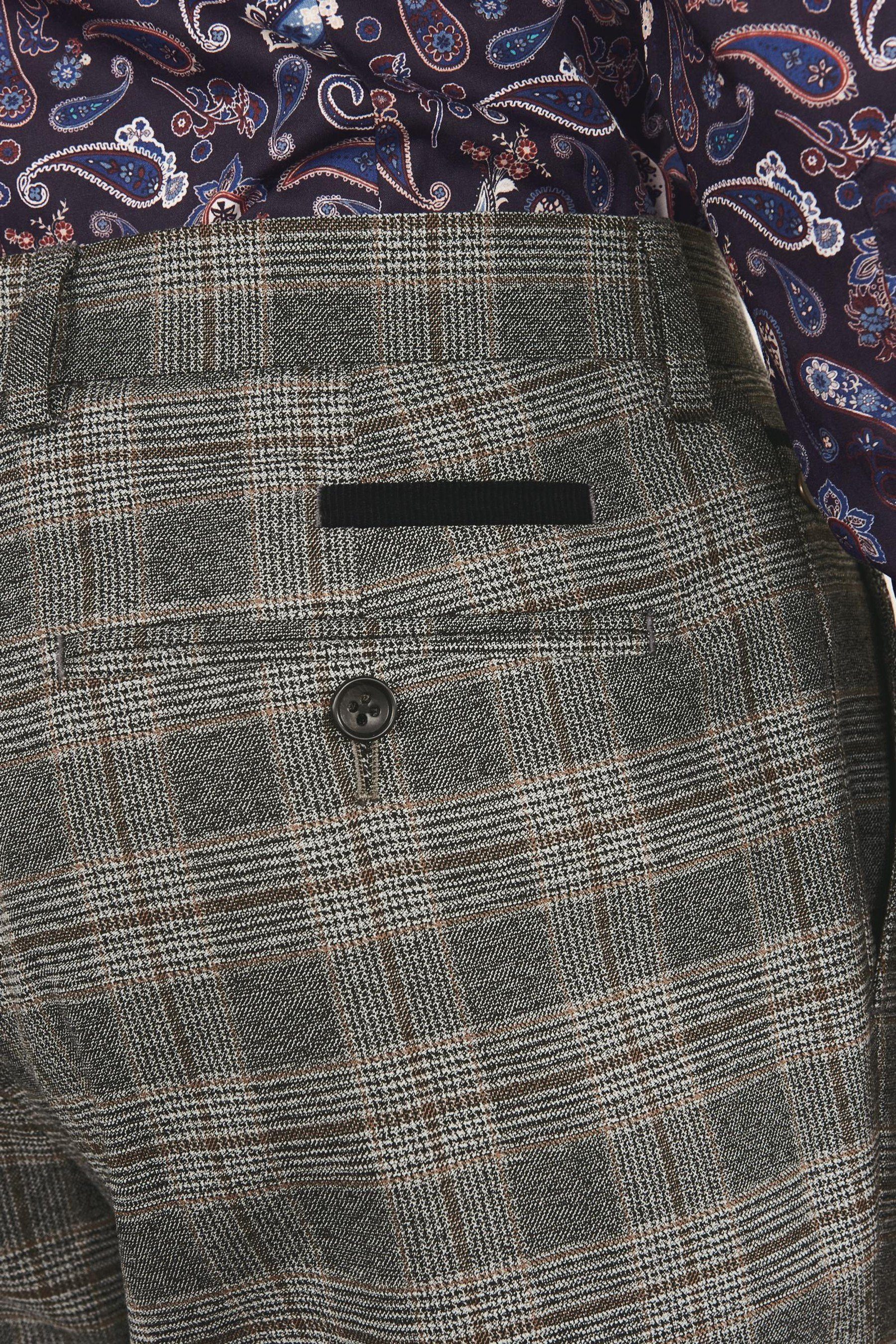 Skinny-Fit-Hose Grey Karierter (1-tlg) Anzug Next Anzughose mit Besatz: