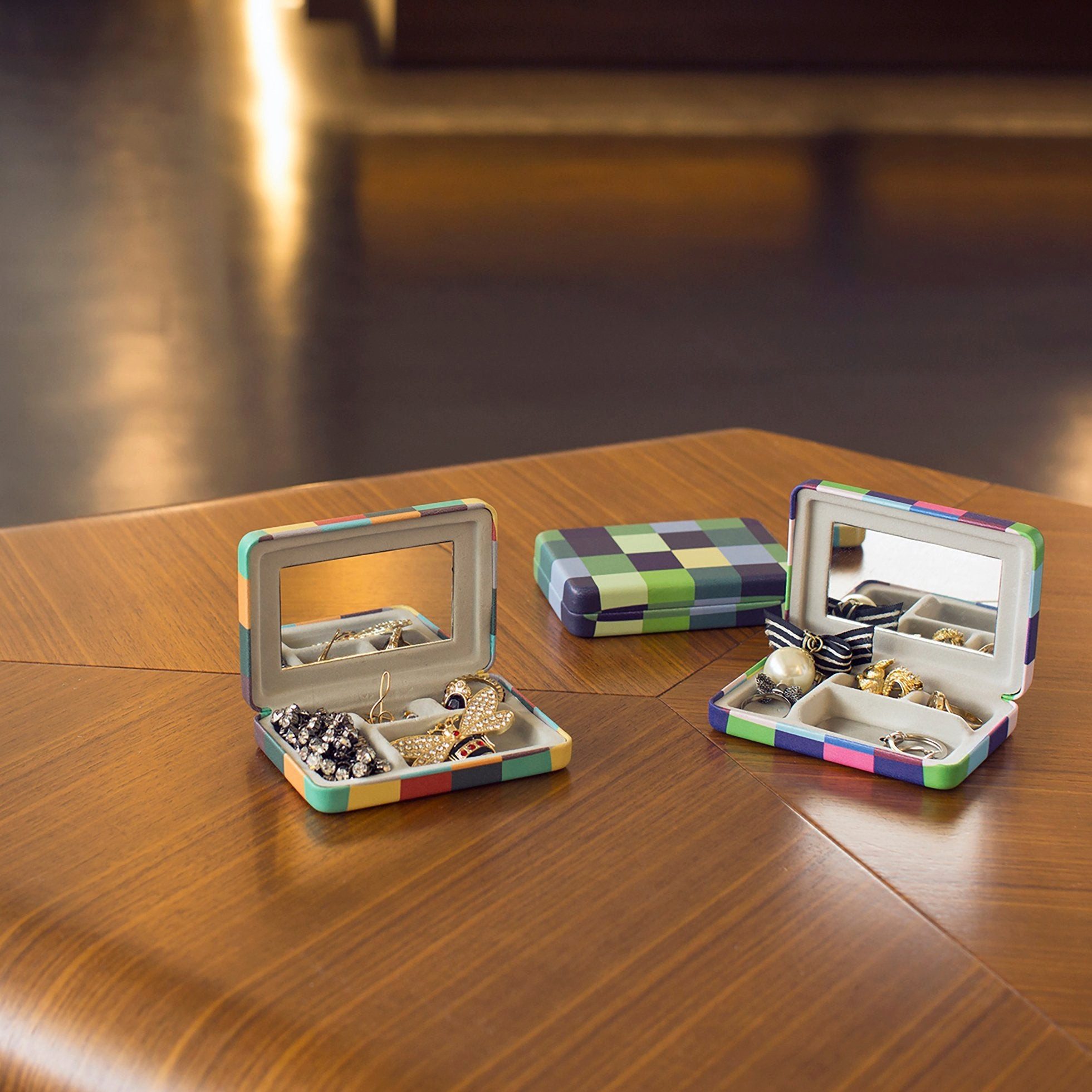 WestCraft Schmucketui tragbares kleines Schmuckkästchen Etui, Reise Schmuckaufbewahrung, Schmuckschatulle Reise Mini Jewelry Box für Ringe, Ohrringe, Halskette – Bild 5 von 5