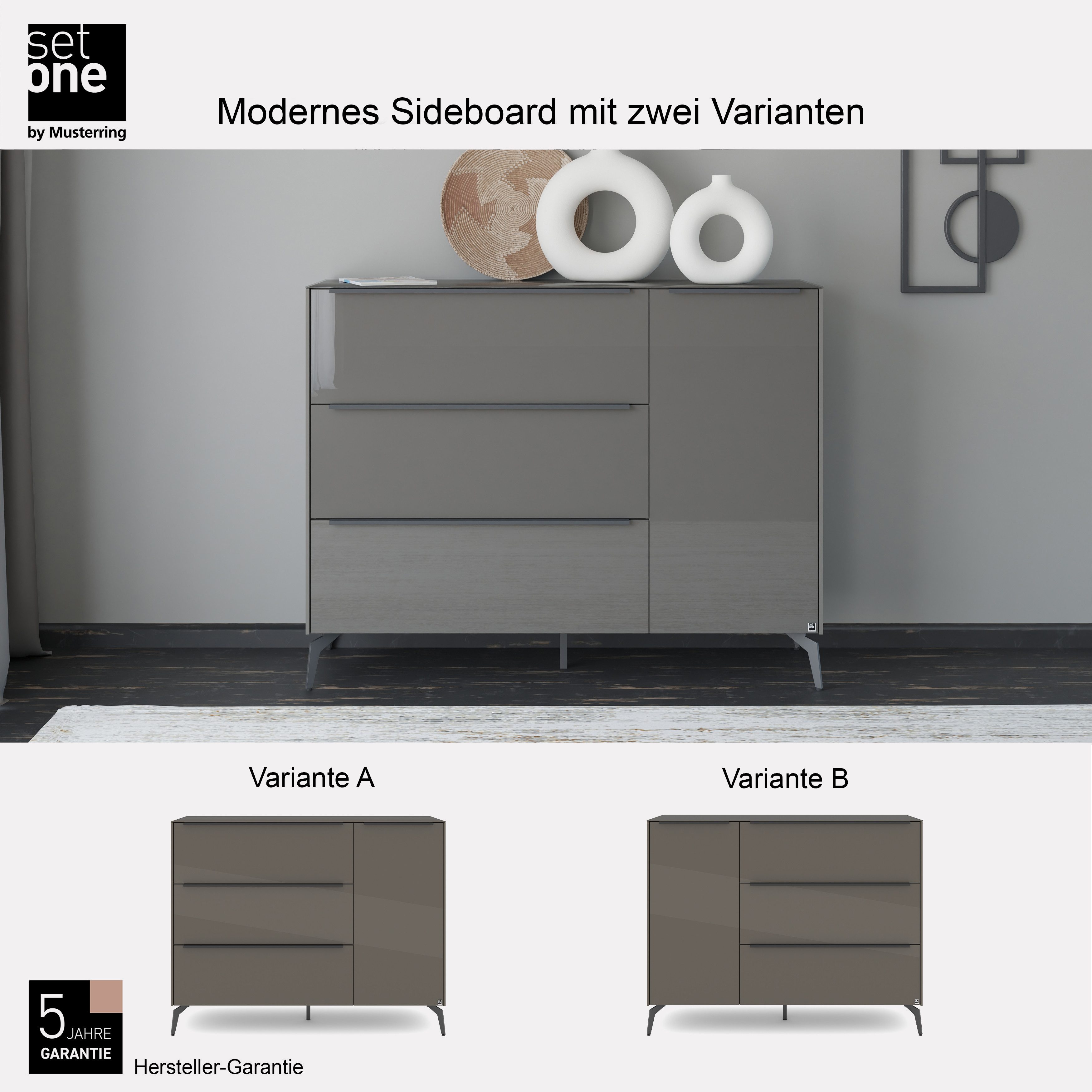 set one by Musterring Sideboard Reno (1 St), Mit Winkelfuß in diversen Farben, 109 cm Höhe & Farbauswahl
