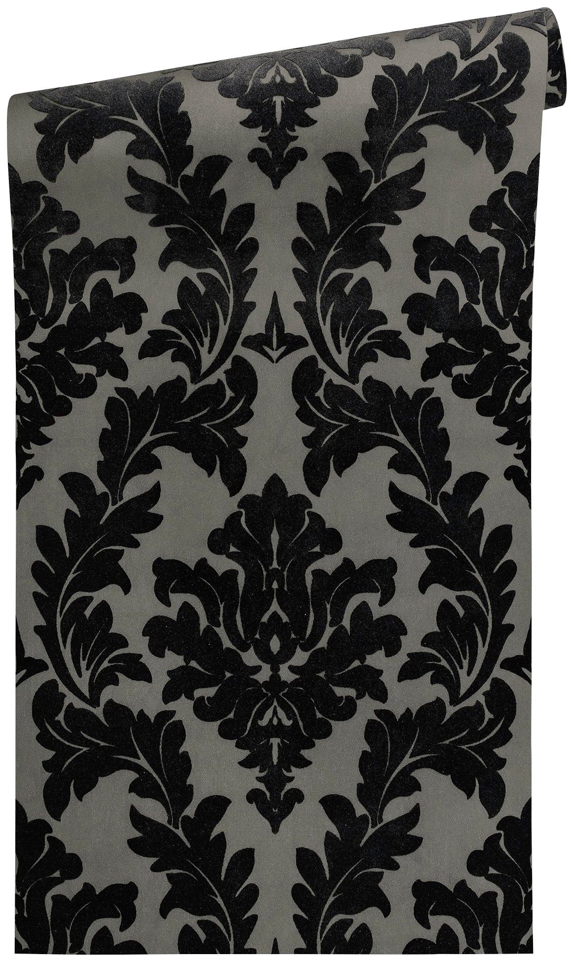 Barock Castello, Vliestapete Barock, Architects Paper beflockt, schwarz/dunkelgrau Ornament Ornament Tapete