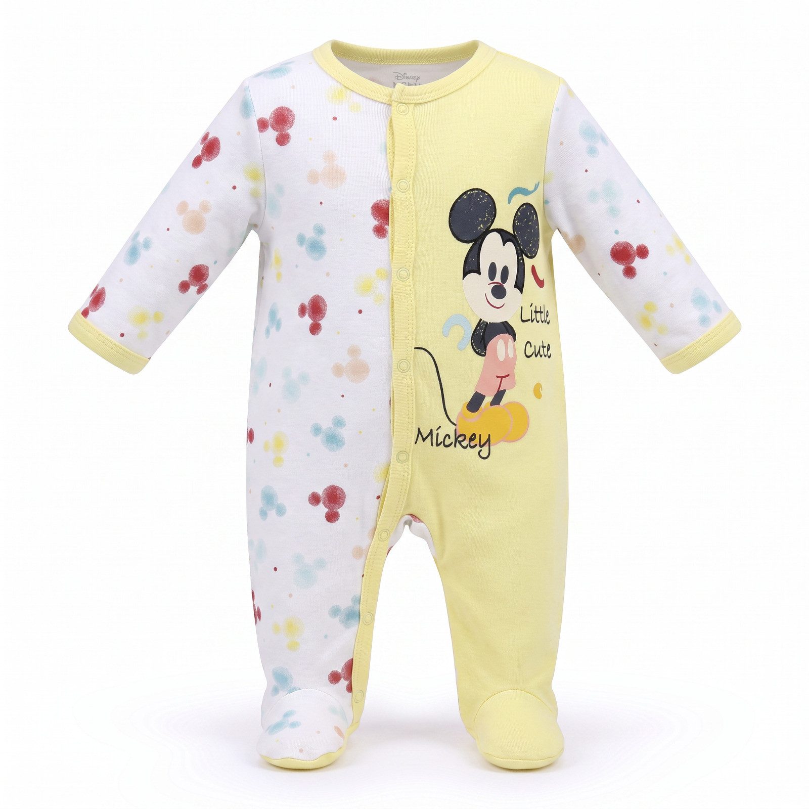 Disney Strampler Disney Mickey Maus Baby Strampler Einteiler Gr. 92 Baumwolle Gelb/Wei