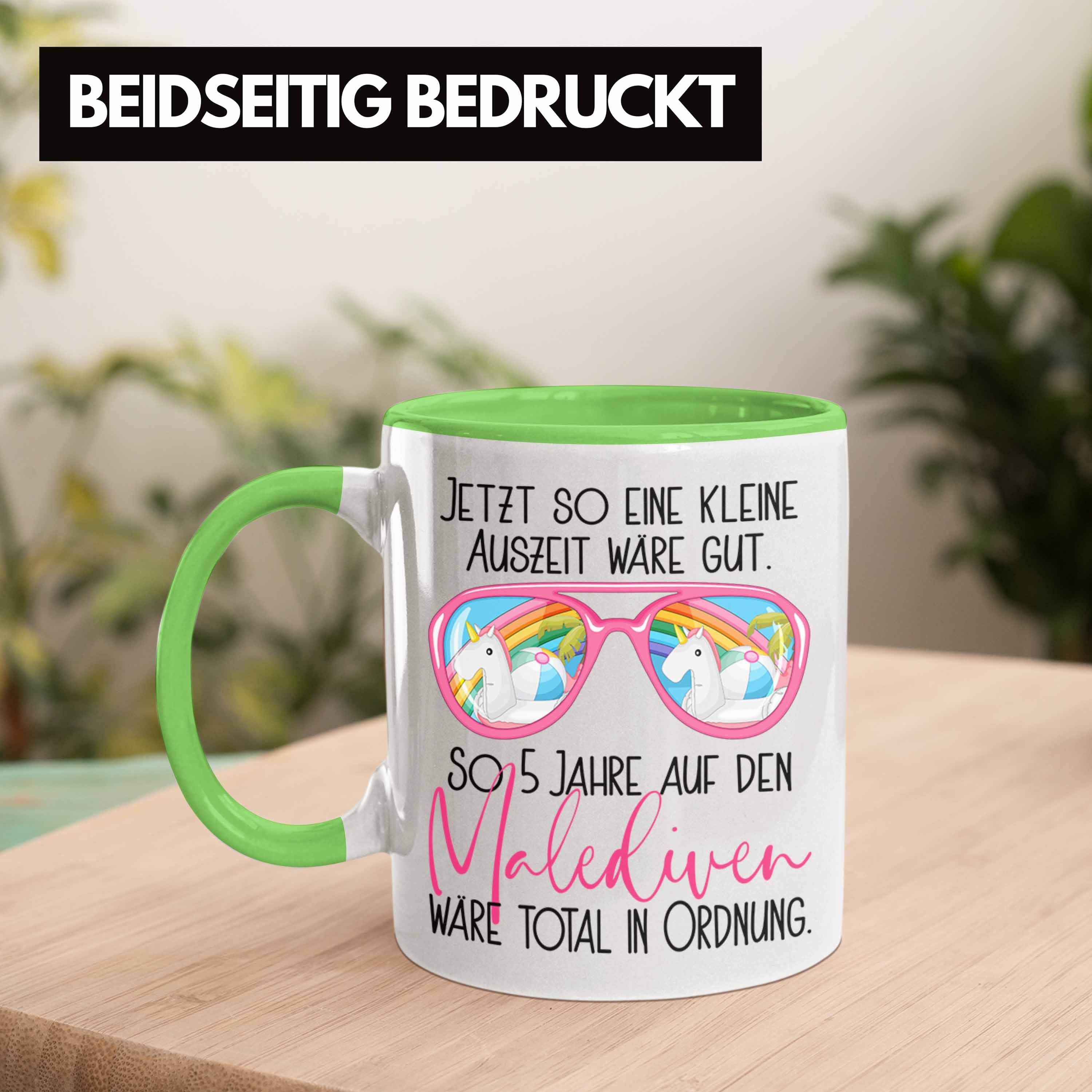 Spruch Tasse für Trendation Grün Geschenk Kollegin Gesc Tasse Büro-Kaffeetasse Malediven mit