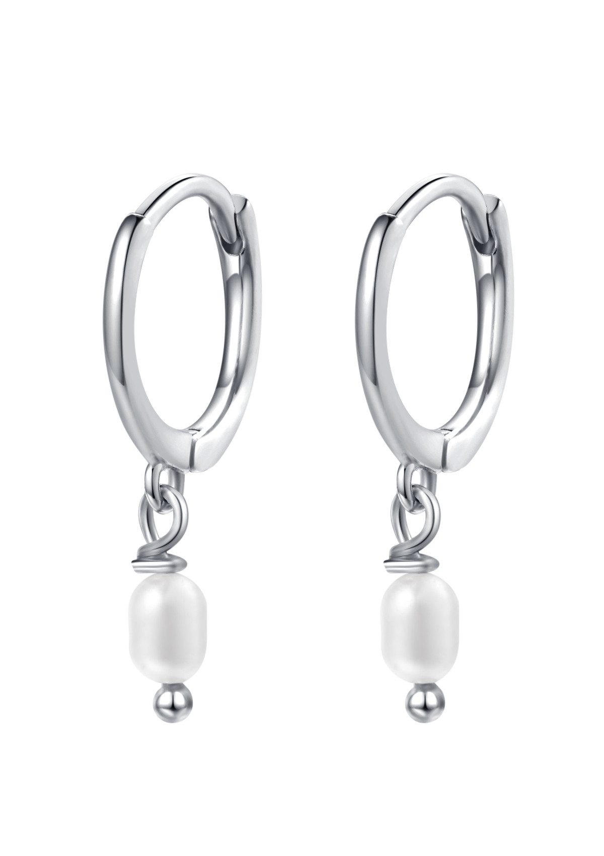 Hey Happiness Paar Creolen Perle, Silber 925 Damen, Perlen Creolen Süßwasserperle Anhänger, Brautschmuck