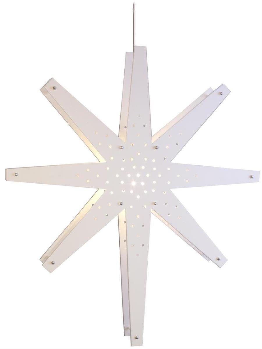 STAR TRADING LED Stern Holzstern Weihnachtsstern Leuchtstern hängend 60cm mit Kabel weiß