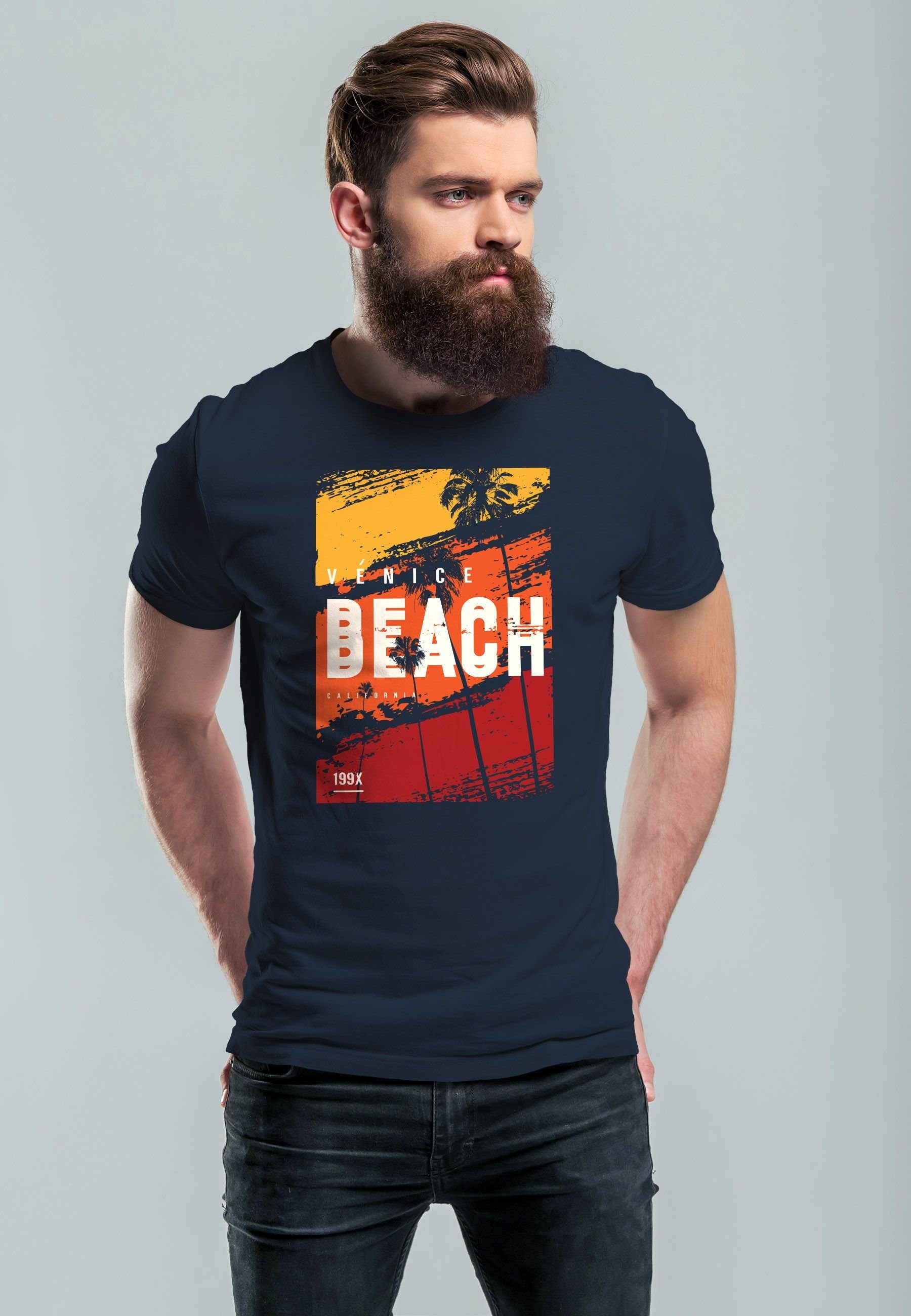 Neverless Print-Shirt Herren T-Shirt Sommer Venice günstig online kaufen