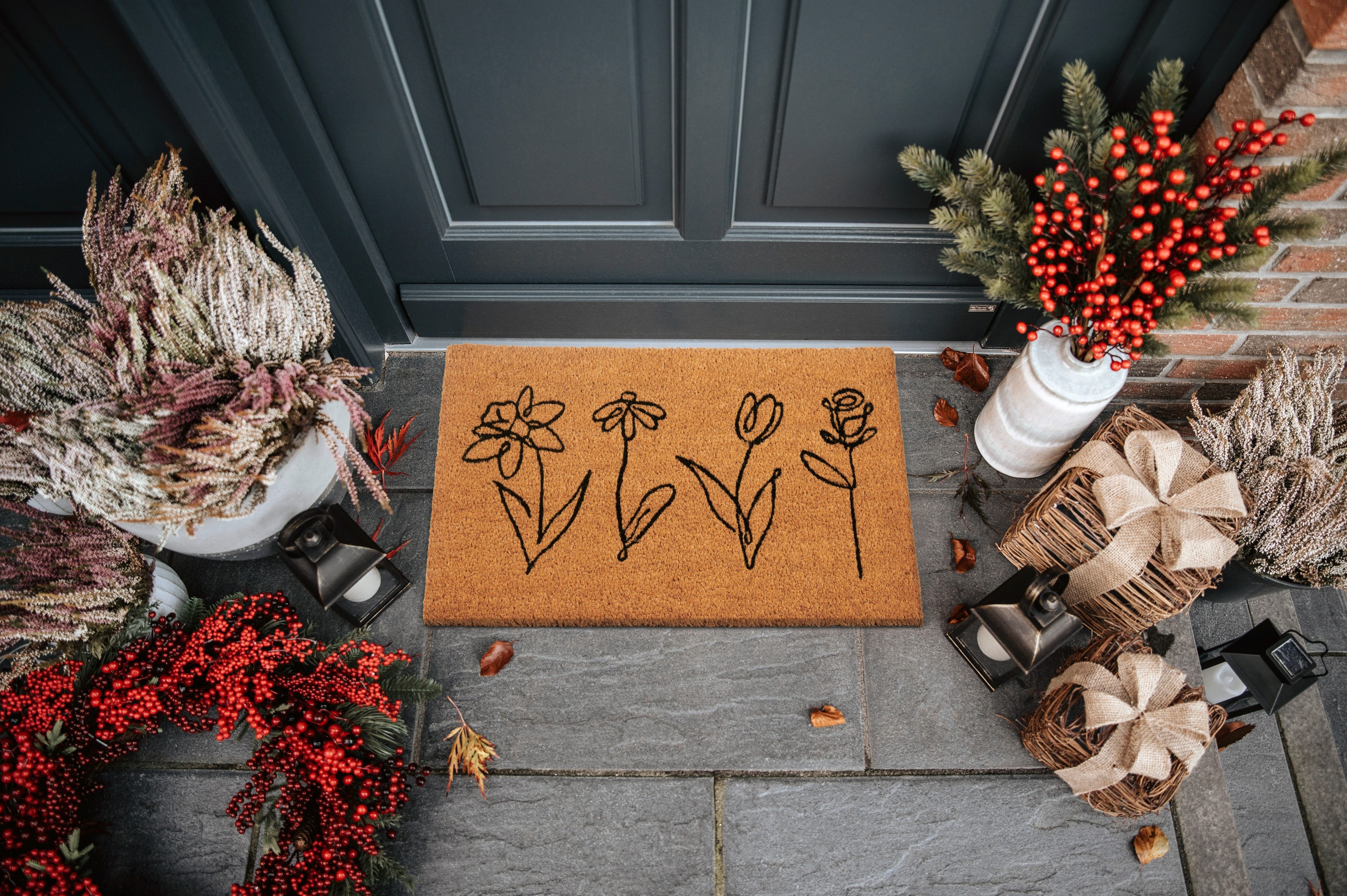 HANSE Home Fußmatte Kokos Line-Art Flowers, günstig online kaufen