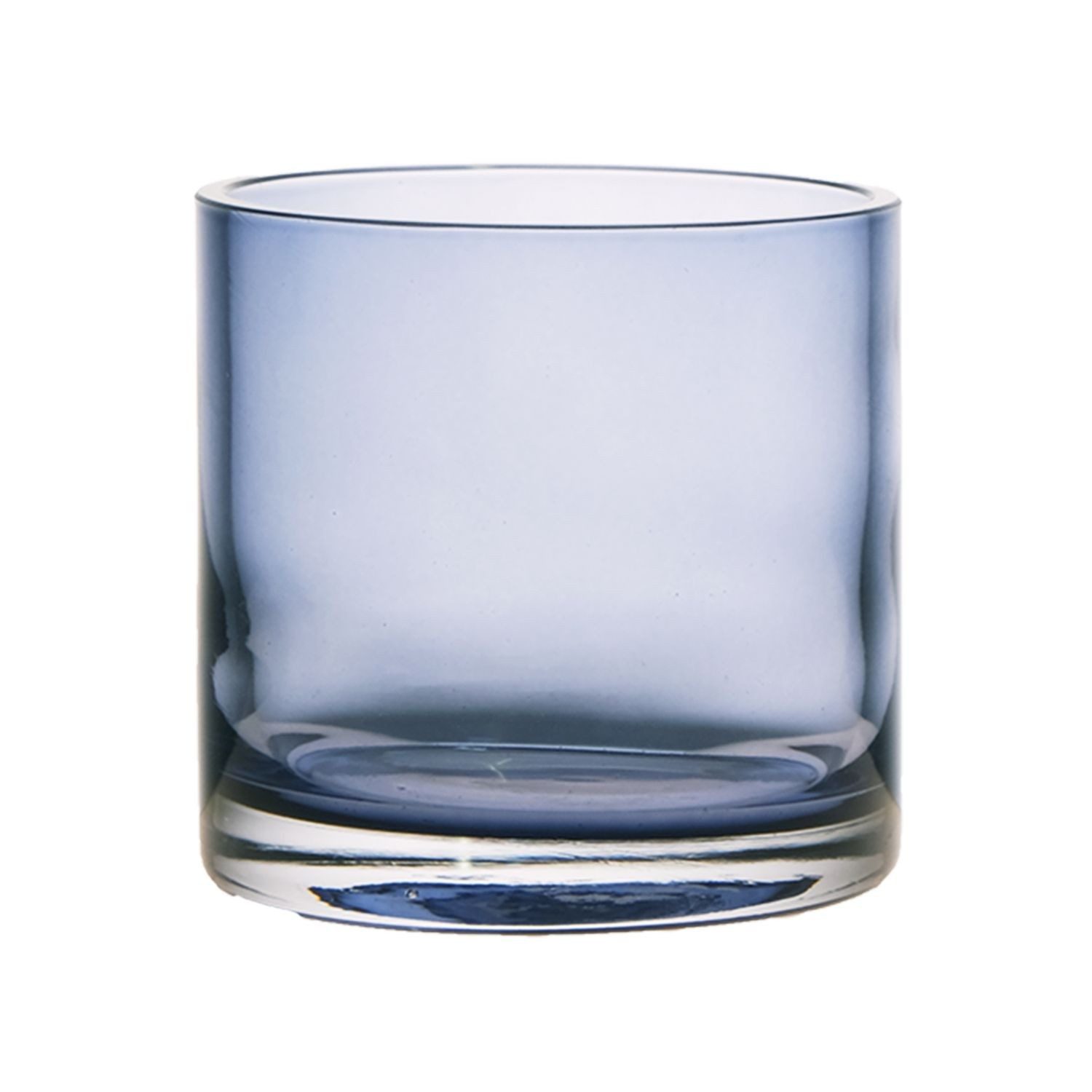 INNA-Glas Kerzenhalter Kerzenglas Sansa Earth, blau-klar, 11 cm, Ø 11,5 cm