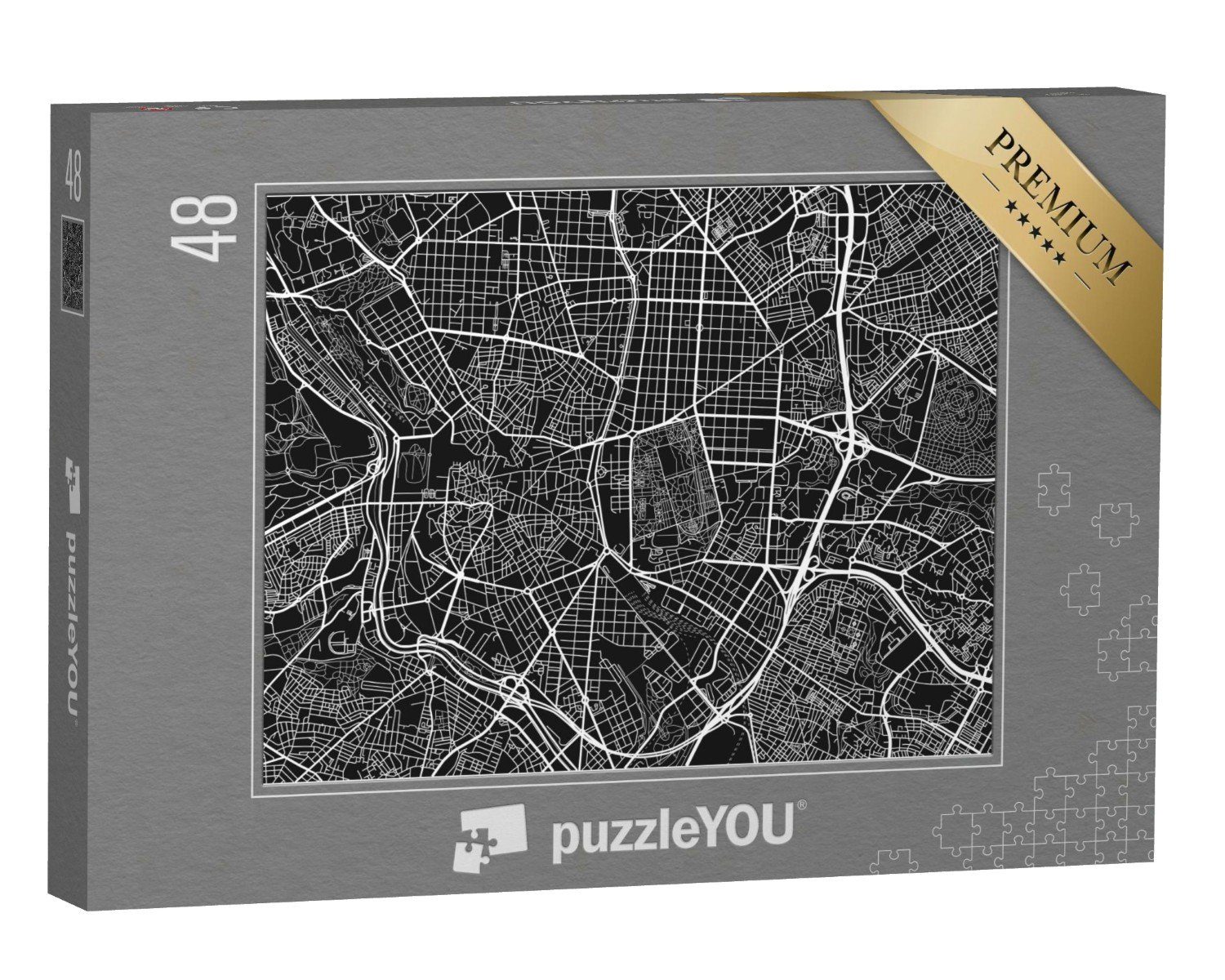 puzzleYOU Puzzle Stadtplan von Madrid in Spanien, 48 Puzzleteile, puzzleYOU-Kollektionen Madrid