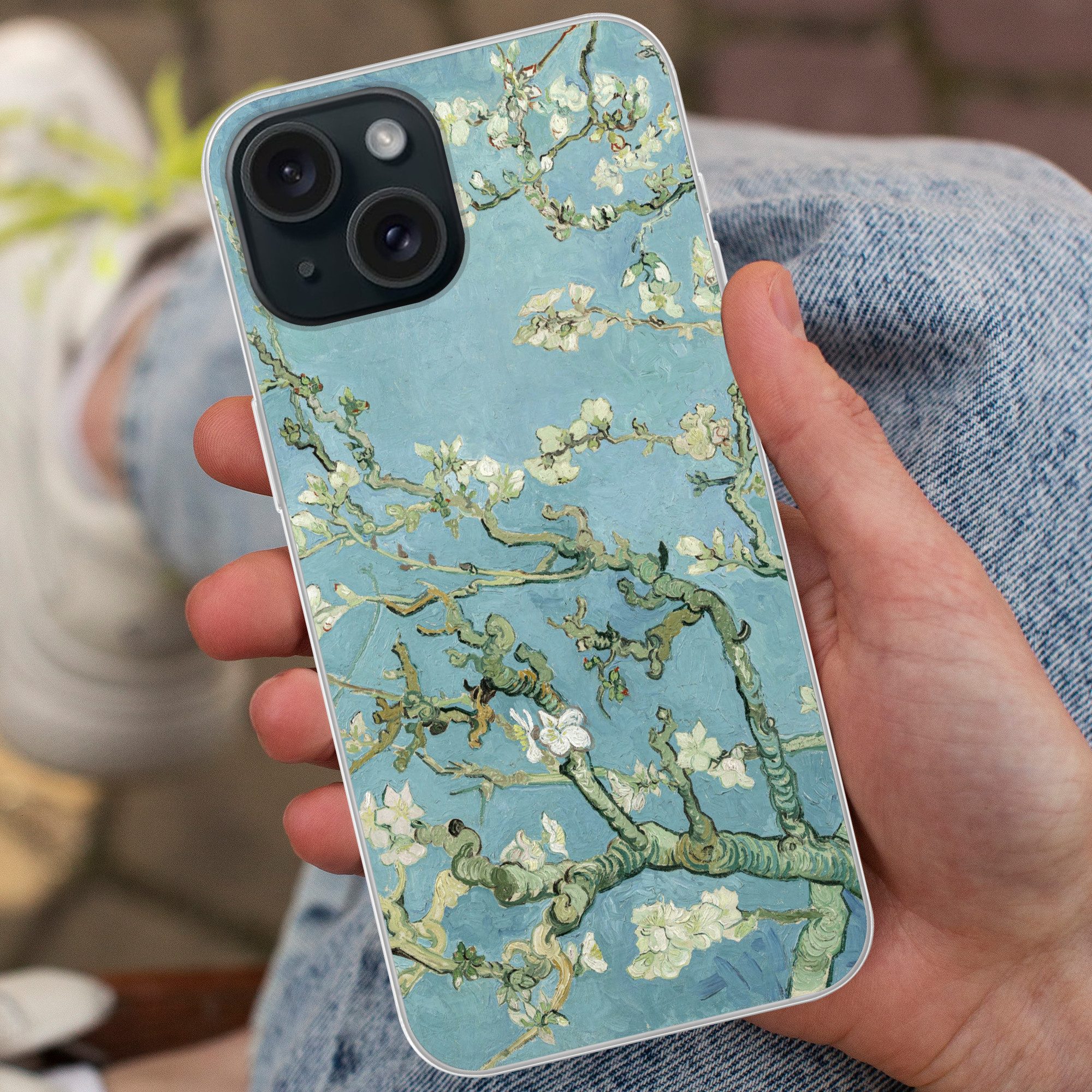 MuchoWow Handyhülle für Apple iPhone 15 Mandelblüte - Van Gogh - Kunst, Smartphone-Bumper, Print, Handy Schutzhülle Dünn