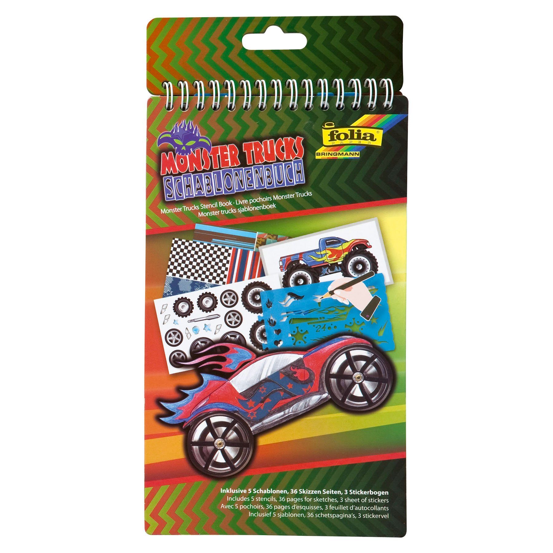 Folia Malschablone FOLIA Schablonenbuch Monster Trucks