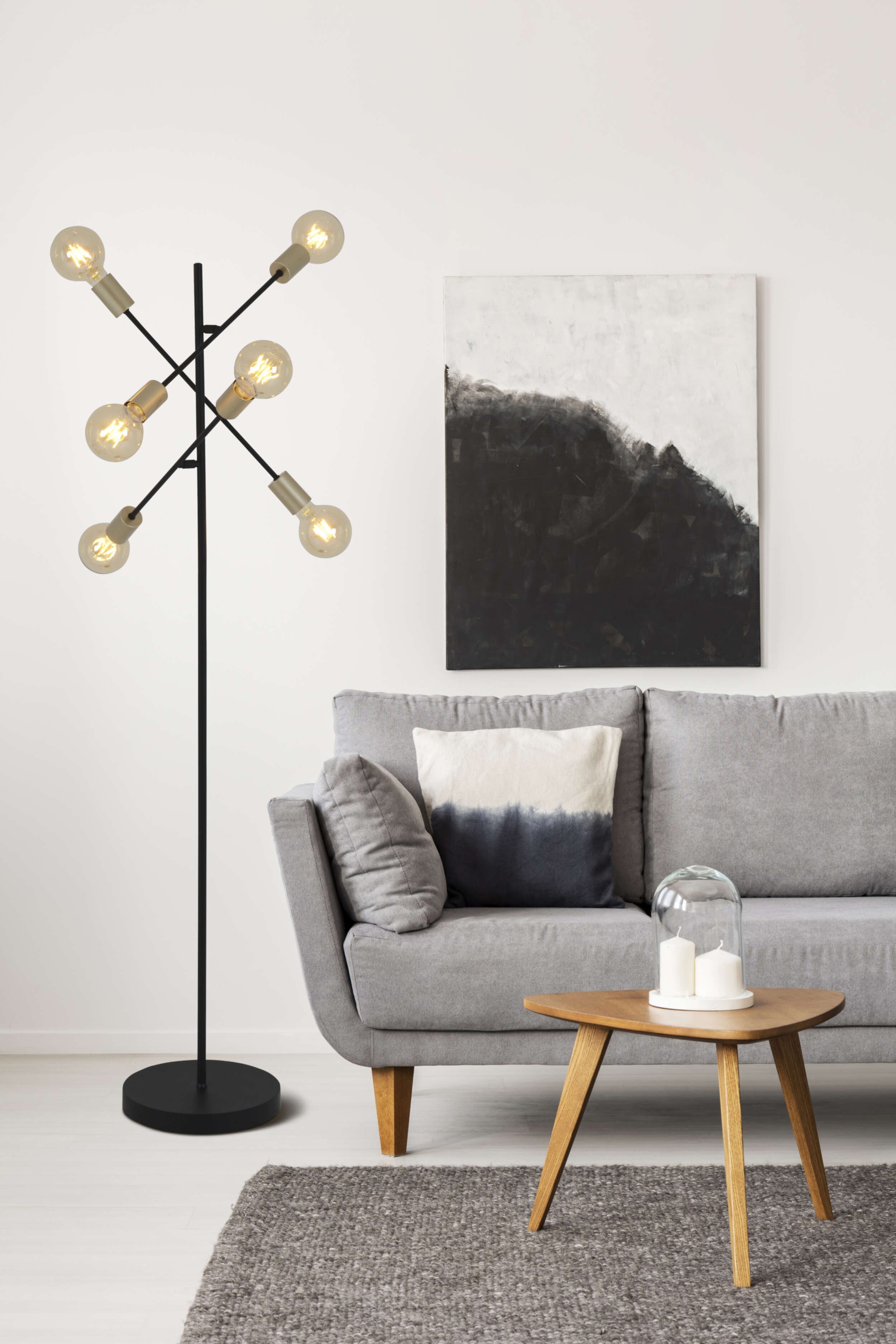 näve Stehlampe Modo, ohne Leuchtmittel, E27 max. 40W, incl. Tippschalter/Fußschalter, Farbe: schwarz, gold