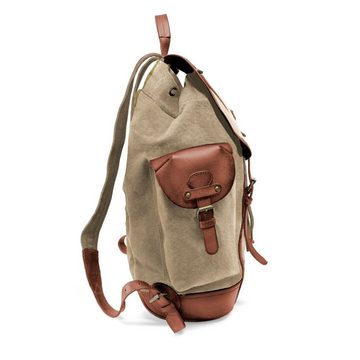 DRAKENSBERG Wanderrucksack »Henry« Khaki-Beige, Damen und Herren Rucksack im alpinen Vintage-Design, Canvas, Leder